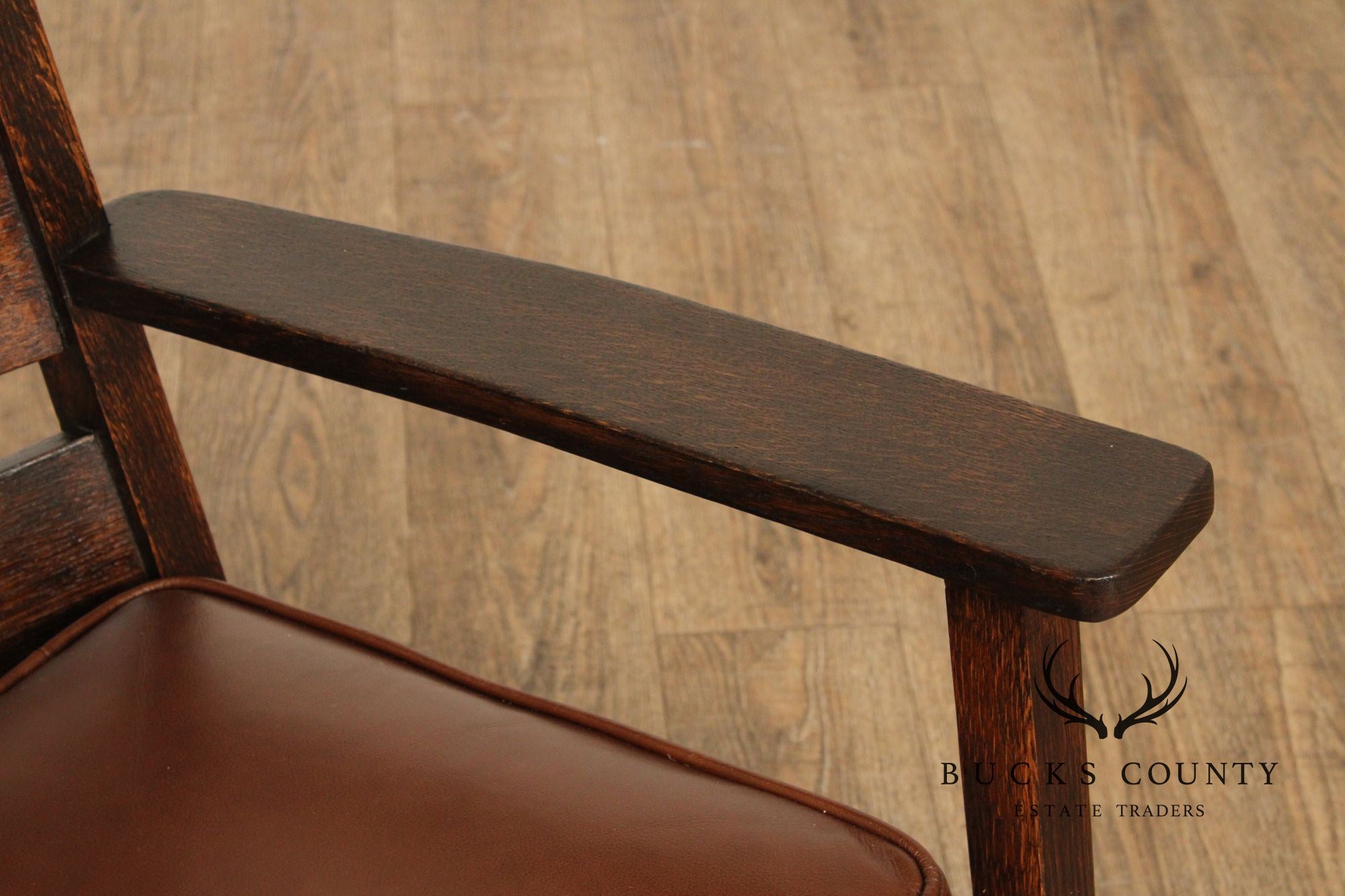 Antique Mission Oak and Leather Rocking Chair