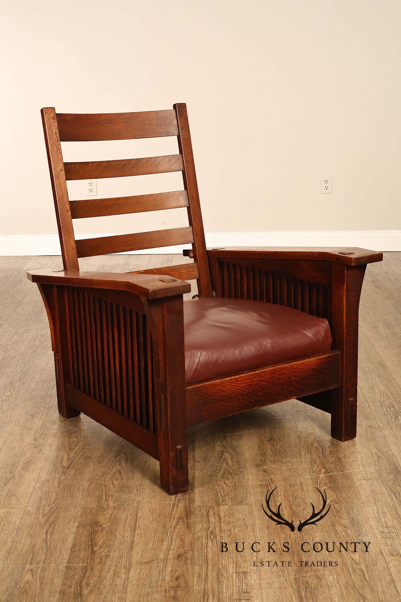 Antique Gustav Stickley No. 369 Mission Oak Reclining Morris Chair