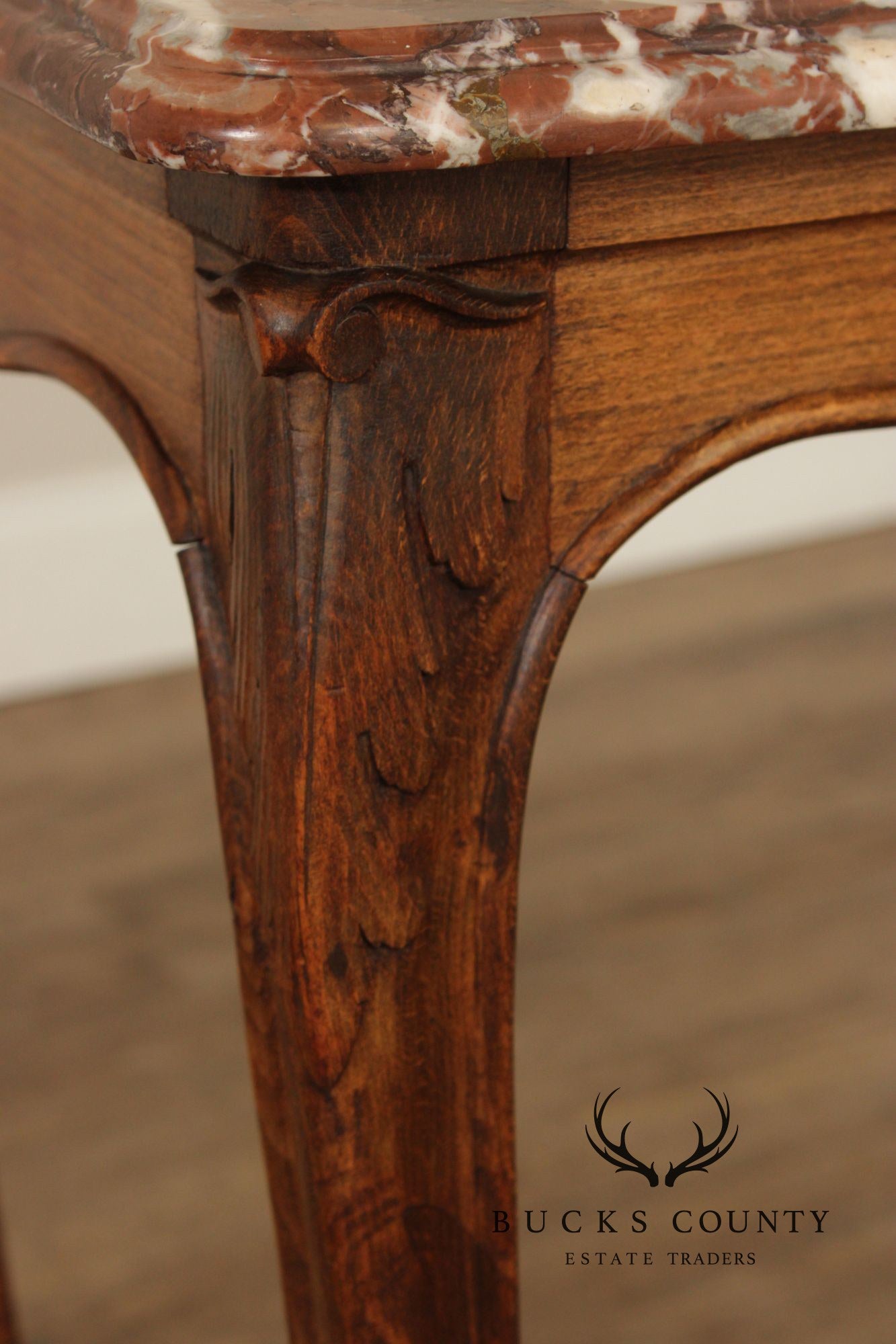 French Louis XV Style Marble Top End Table