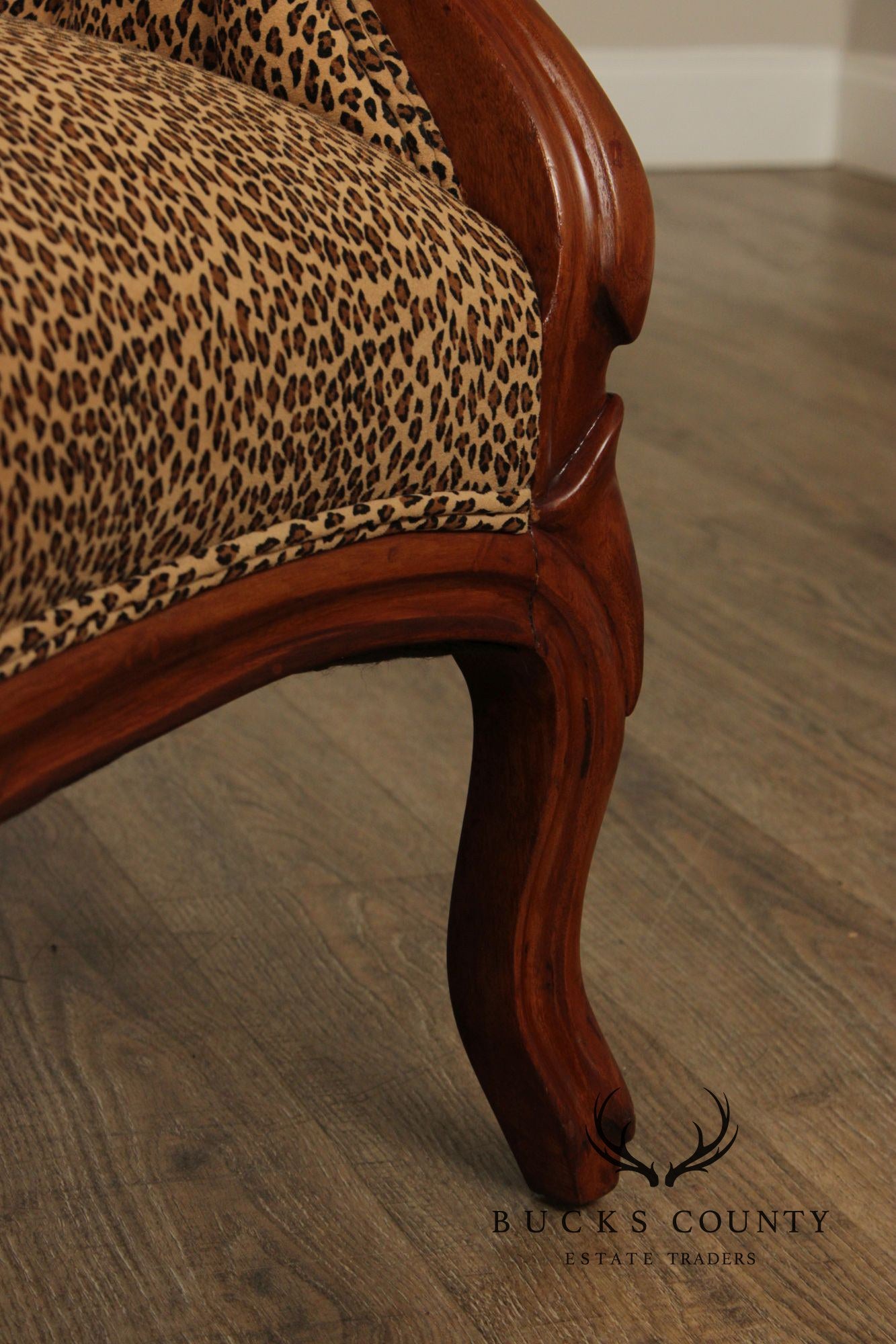 Antique Victorian Carved Walnut Frame Tufted Sofa