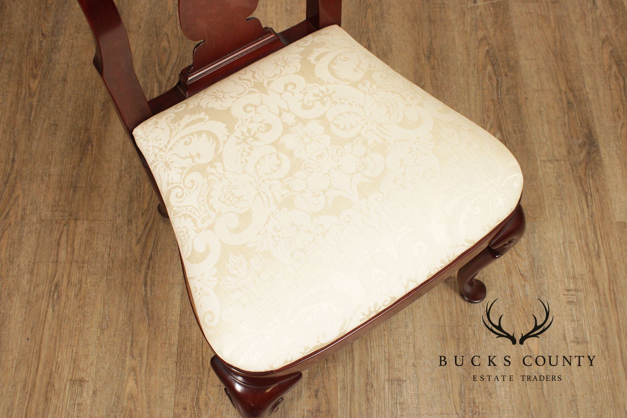 Kindel Queen Anne Style Set Of Six Mahogany Dining Chairs
