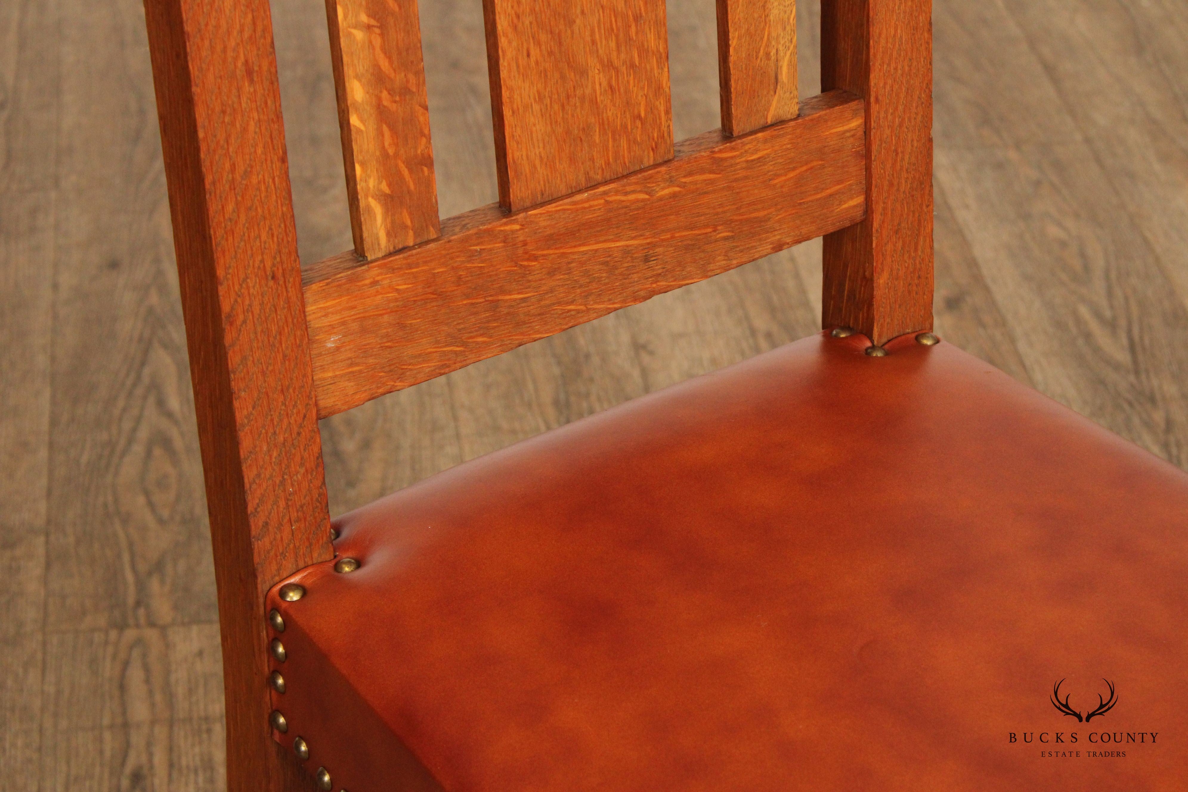 Antique Mission Oak and Leather Side Chair