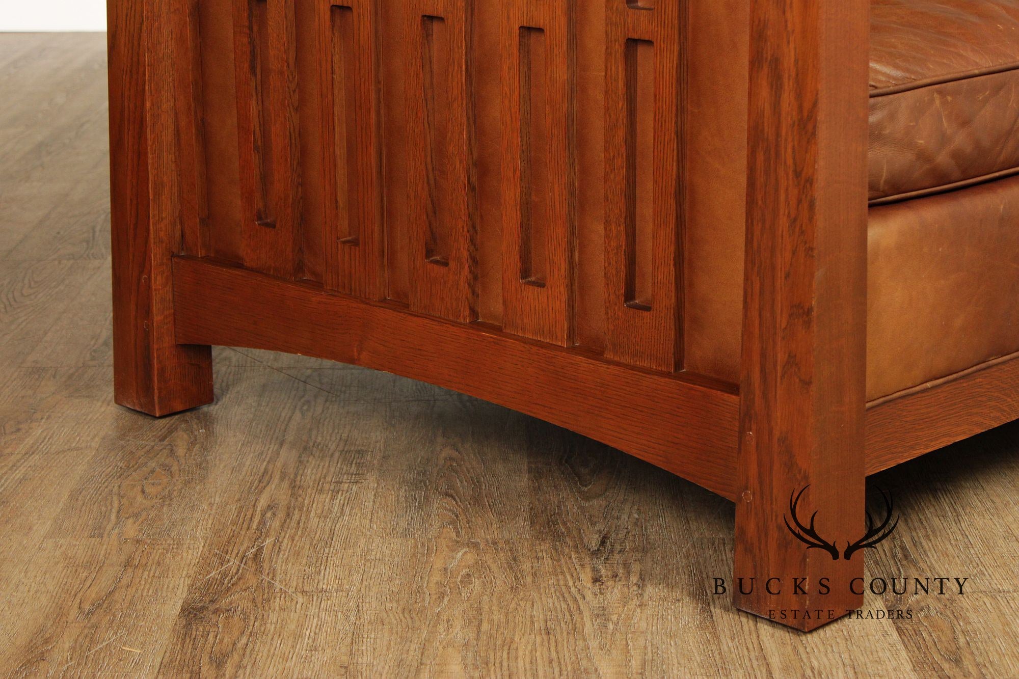 Stickley Highlands Mission Oak Leather Loveseat