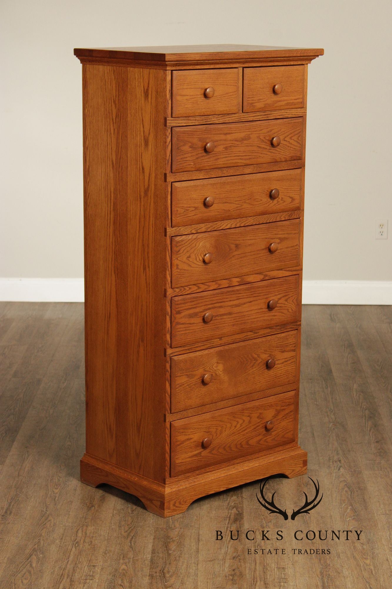 Hunt Country Furniture Oak Eight Drawer High Chest