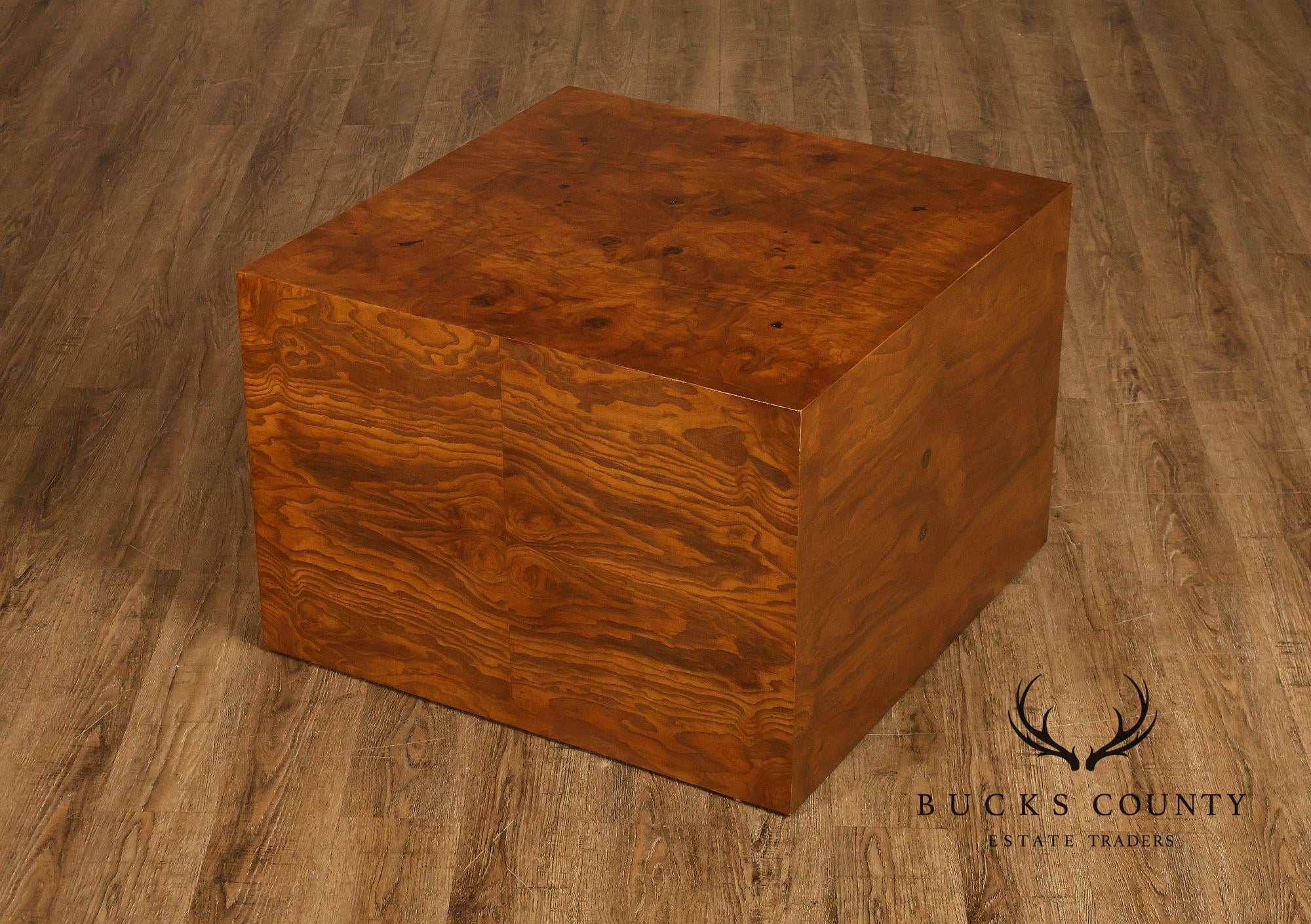 Thayer Coggin Milo Baughman Mid Century Modern Burl Wood Cube Side Table