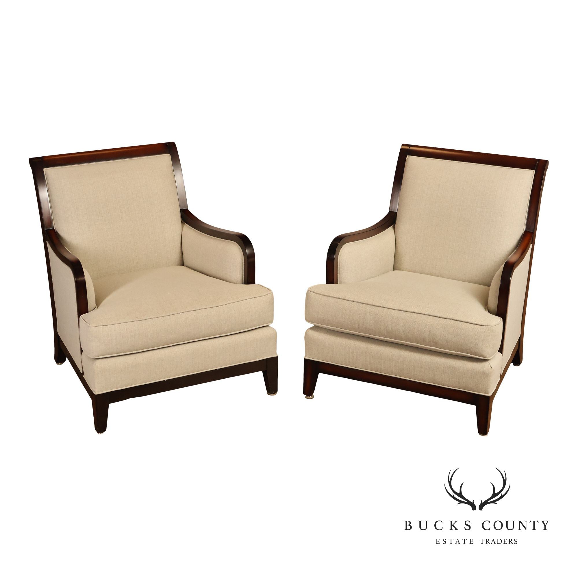 Baker Milling Road Collection Pair Of Transitional Lounge Chairs