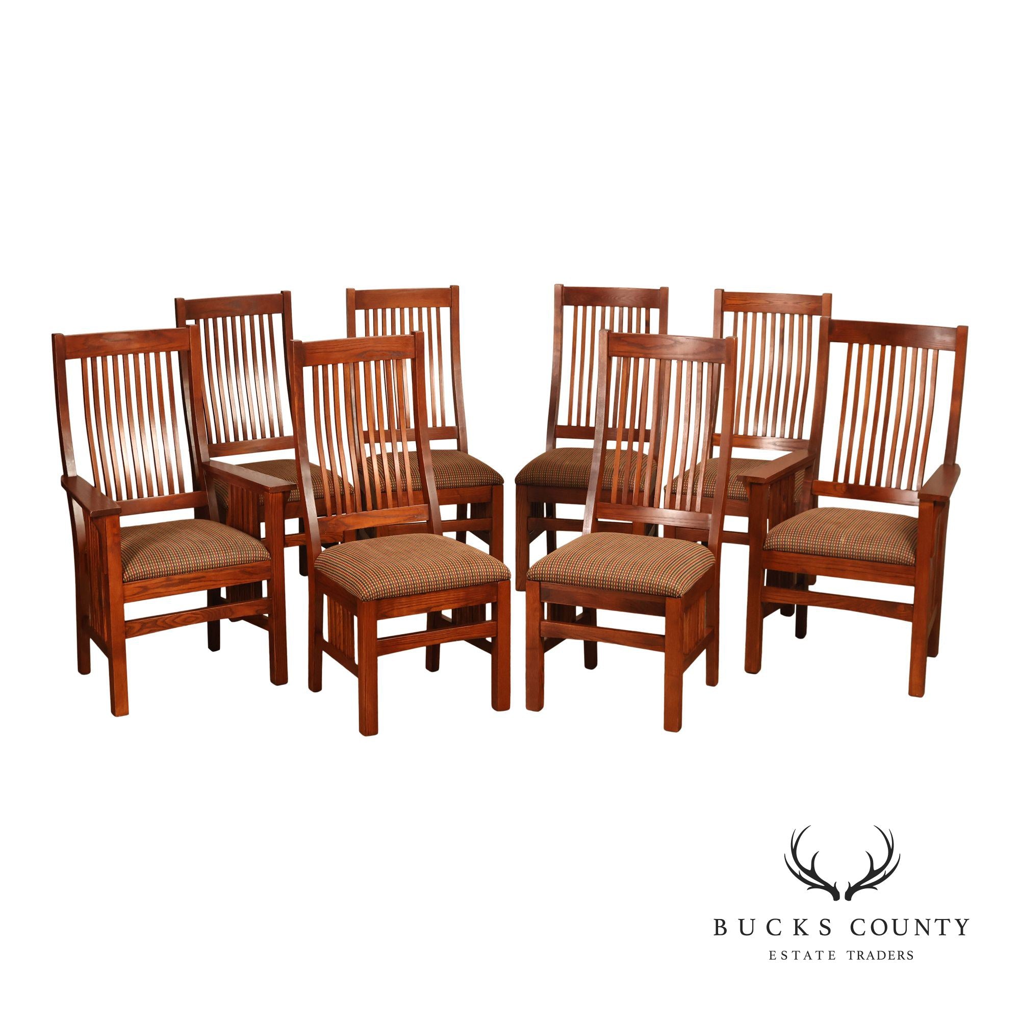 Nichols & Stone Mission Oak Style Set Of Eight Dining Chairs