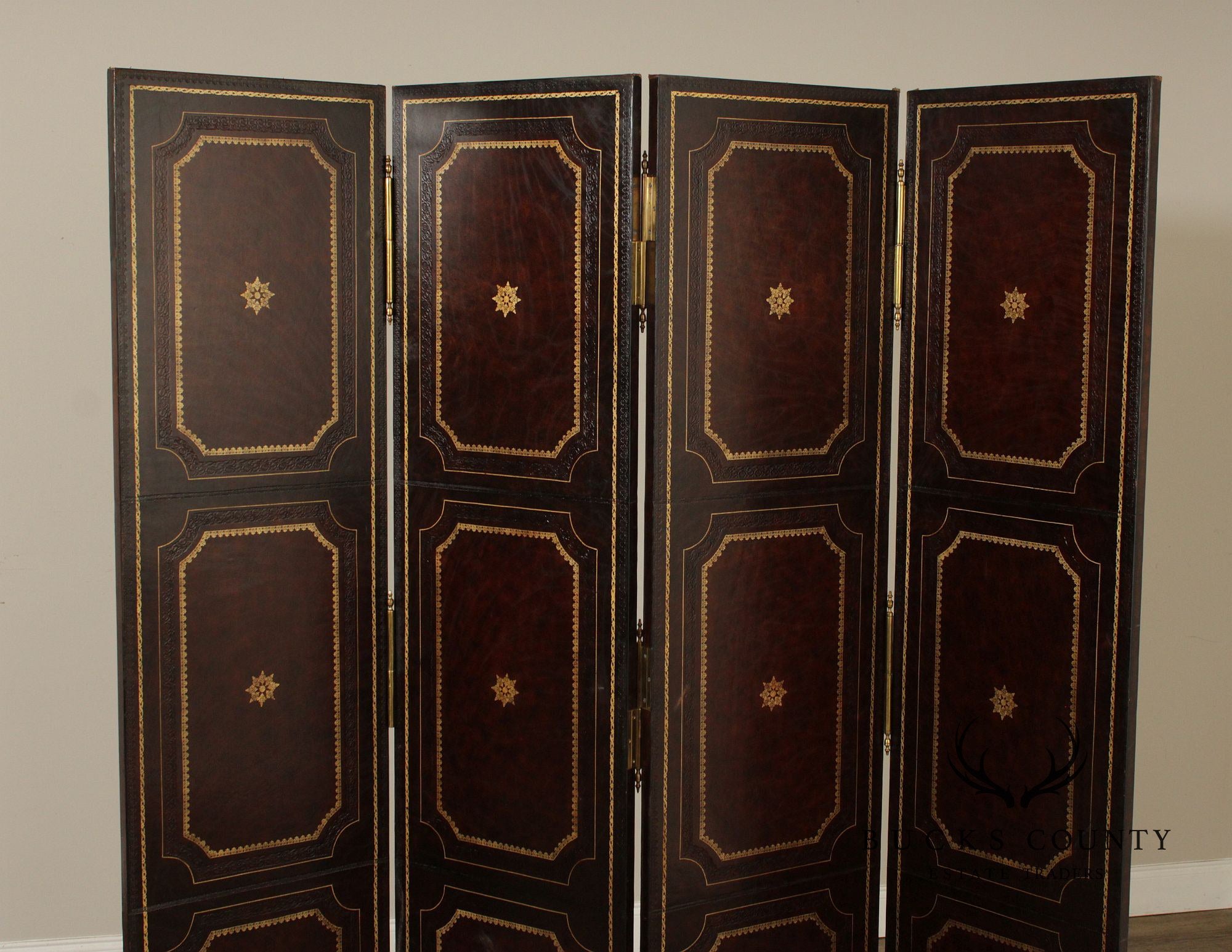 Maitland Smith Four-Panel Leather Folding Screen