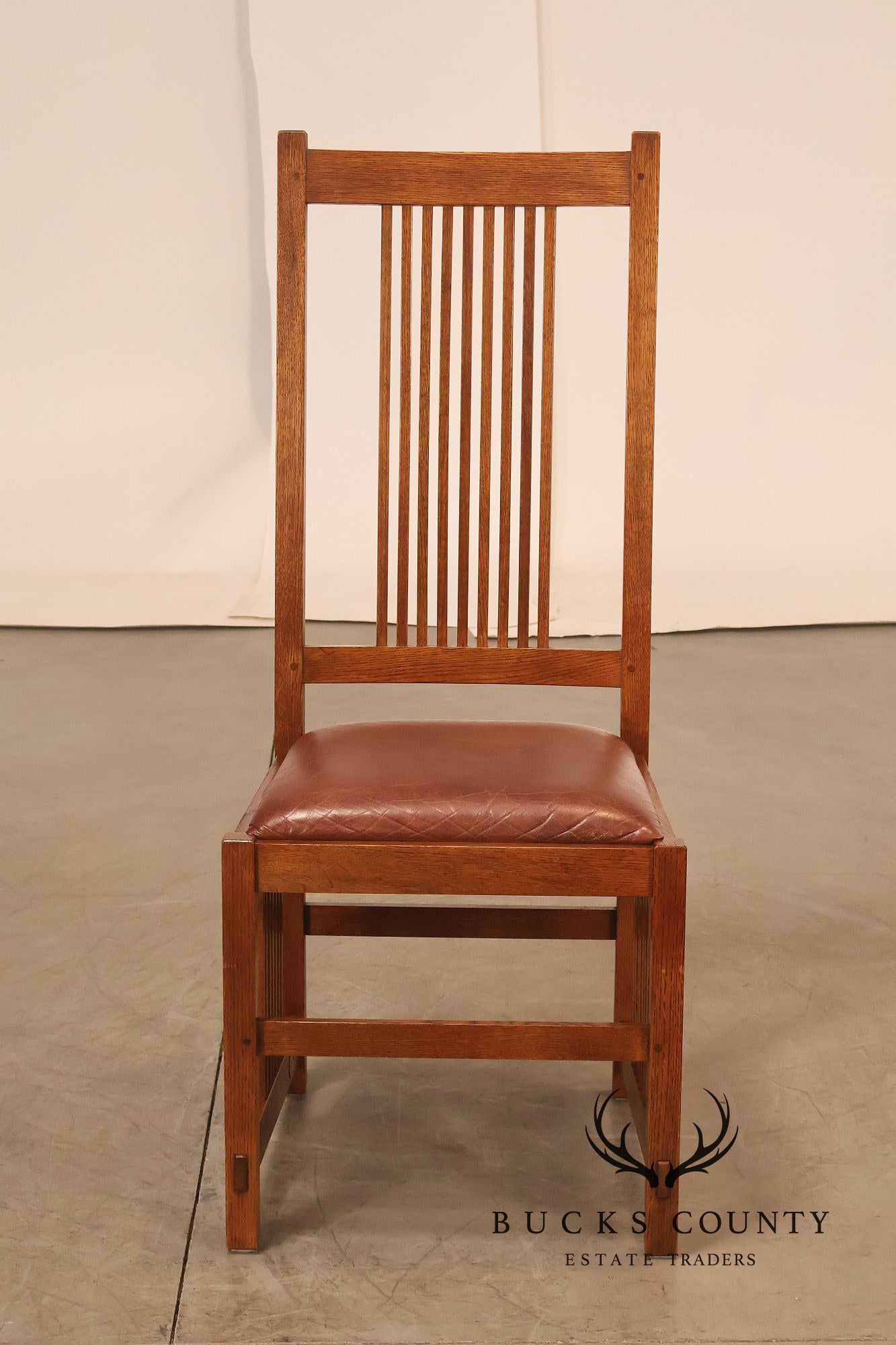 Stickley Mission Collection Set Of Six Oak Spindle Dining Chairs