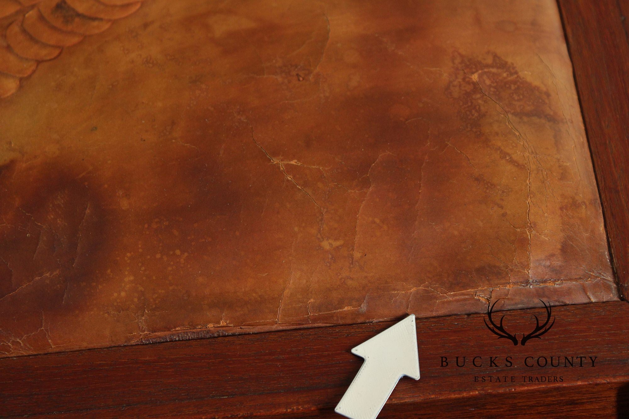 Arts & Crafts Leather Seat Oak Stool