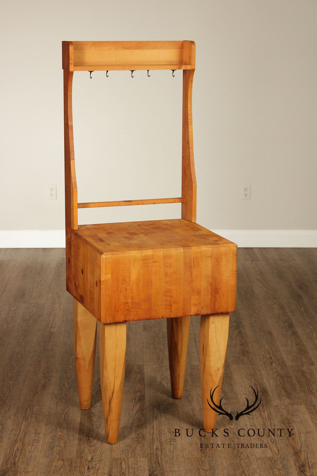 Bally Block Co. Solid Maple Butcher Block Work Table With Upper Rack