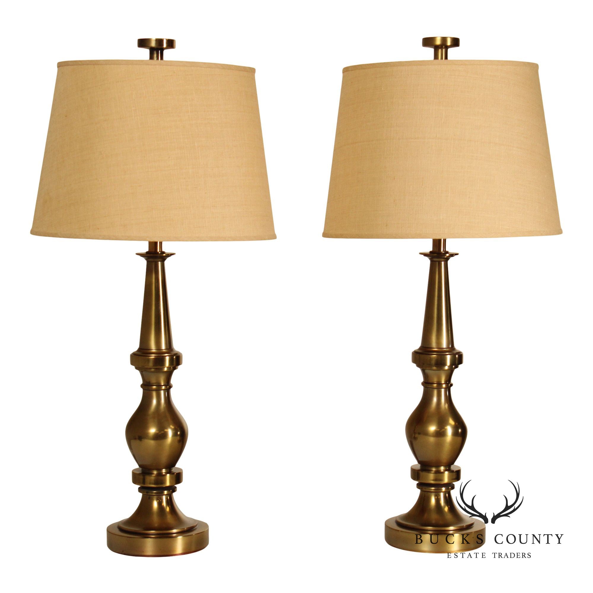 Vintage Stiffel Pair of Brass Baluster Table Lamps