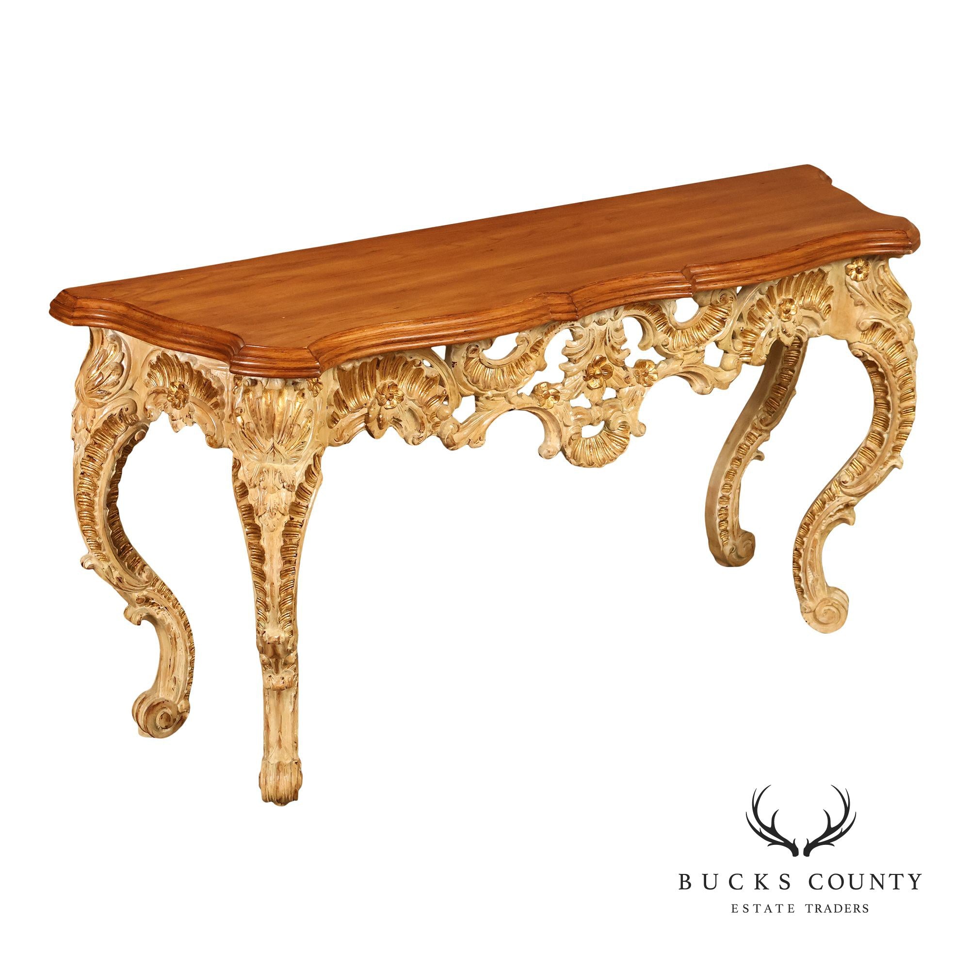 Louis XV Style Rococo Carved Console Table