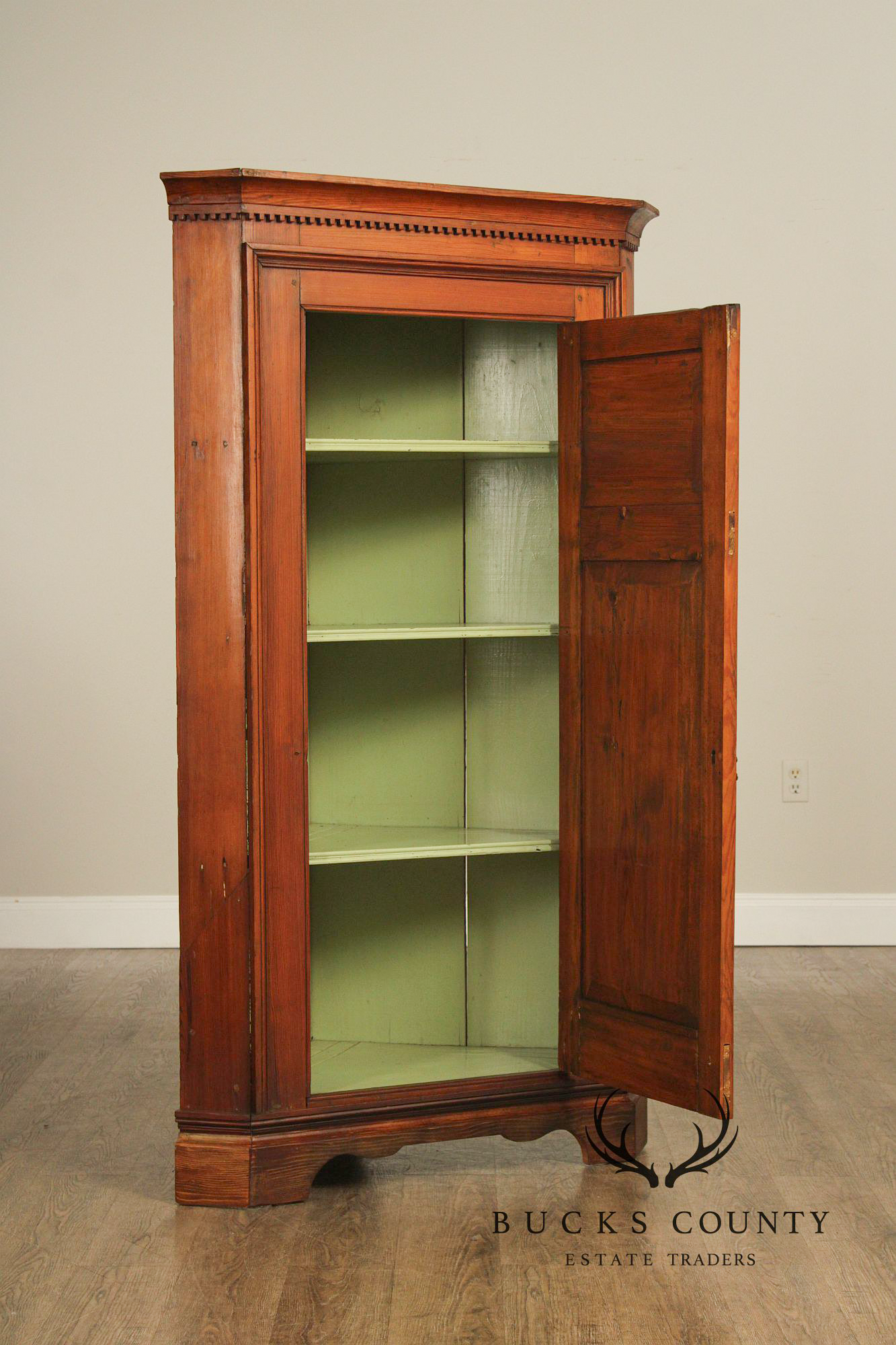 Antique Pine Corner Pantry Cupboard