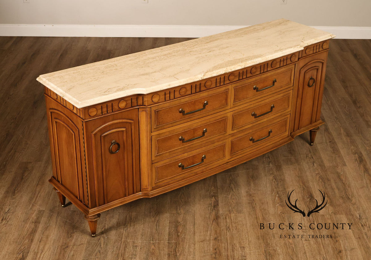 Italian Neoclassical Style Travertine Top Chest of Drawers