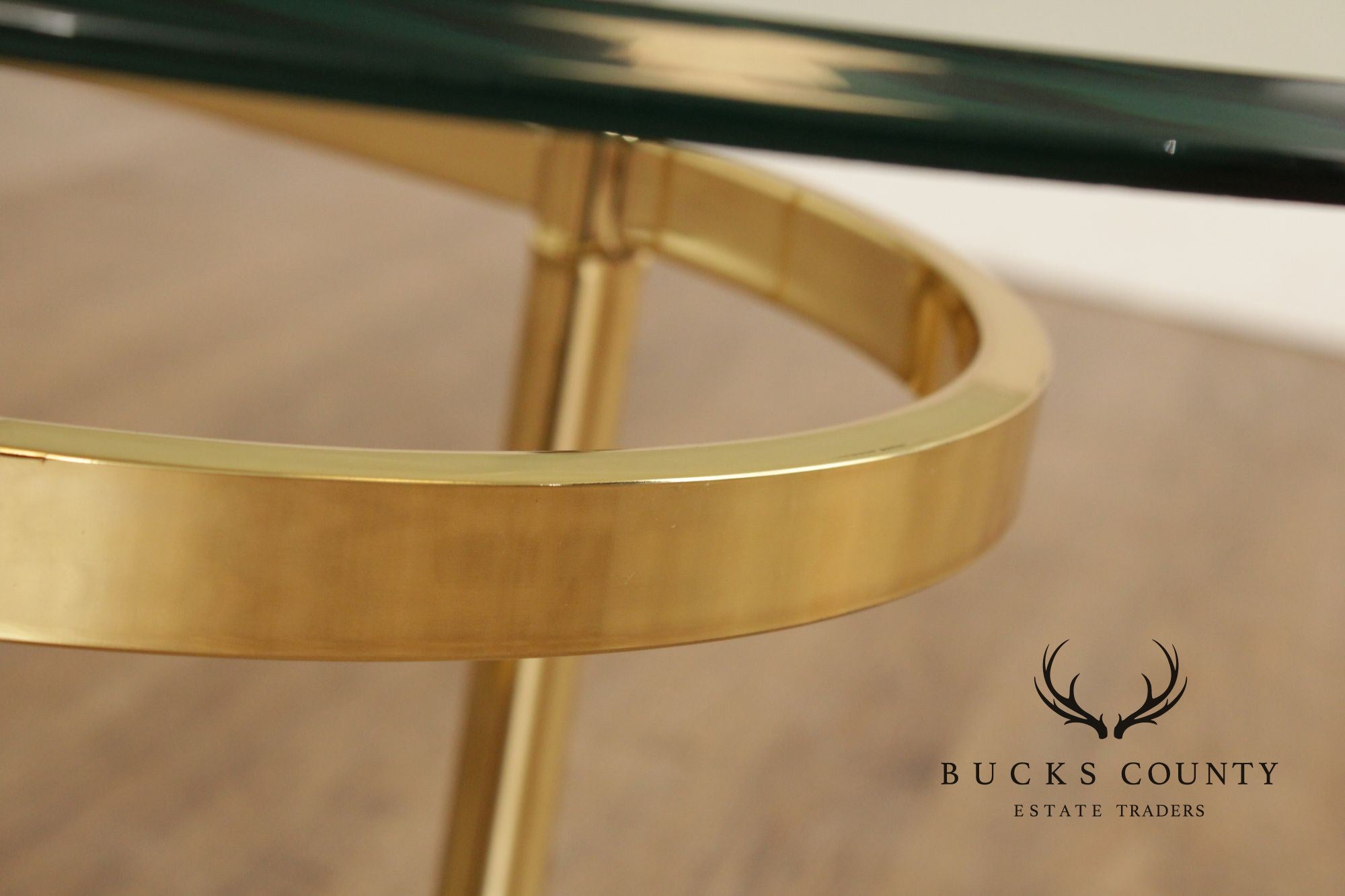 Hollywood Regency Glass Top Oval Coffee Table