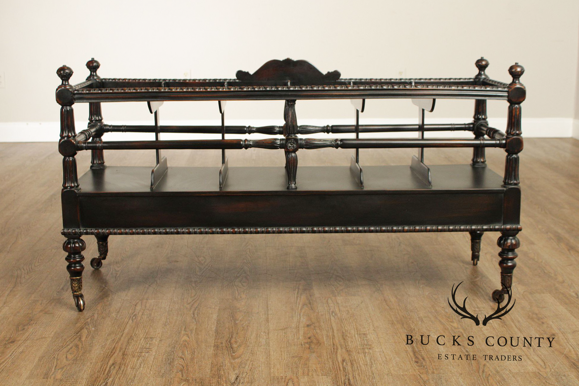 Sarried Tudor Style Ebonized Double Canterbury Magazine Rack