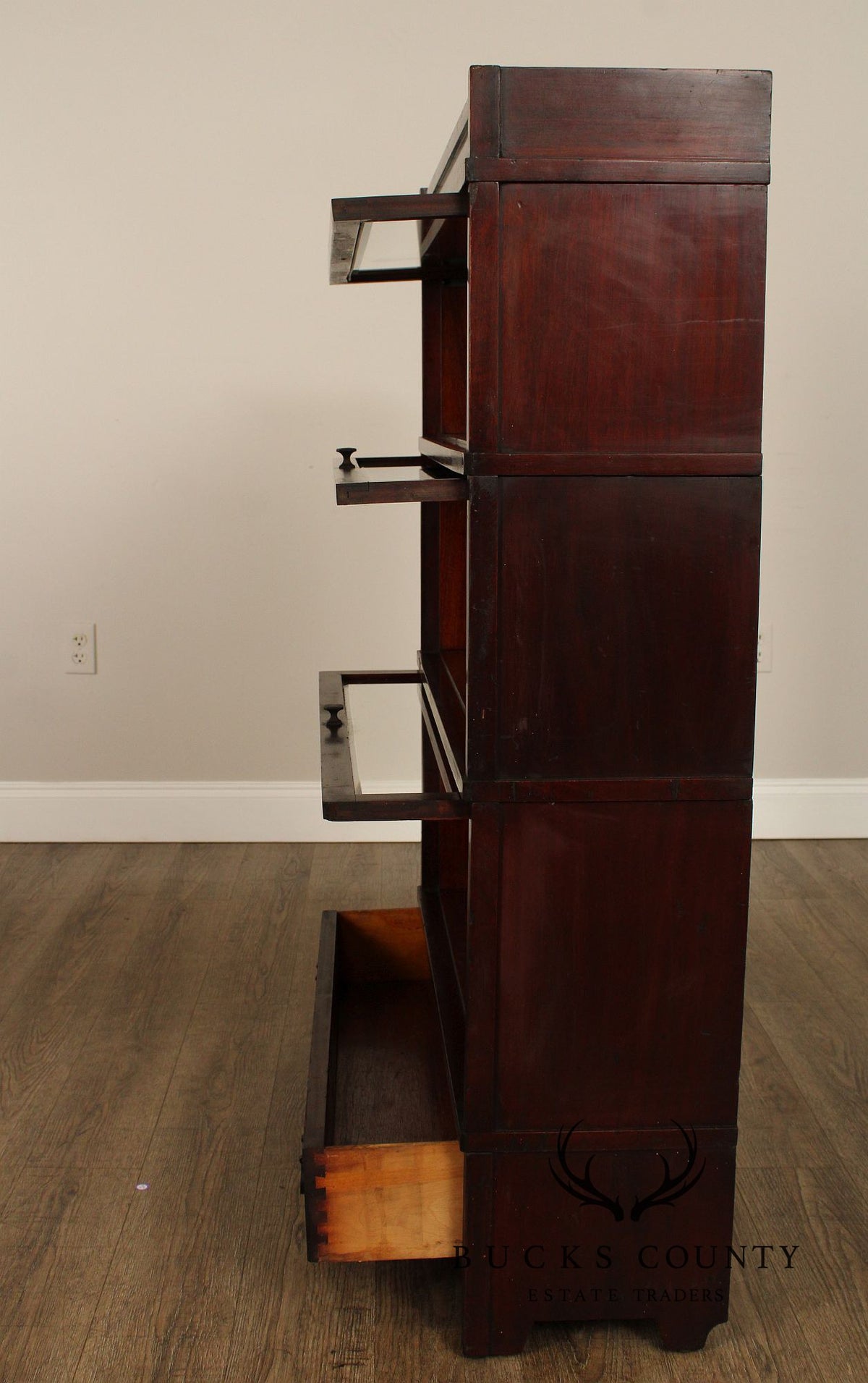 Vintage Mahogany Three-Stack Barrister Bookcase