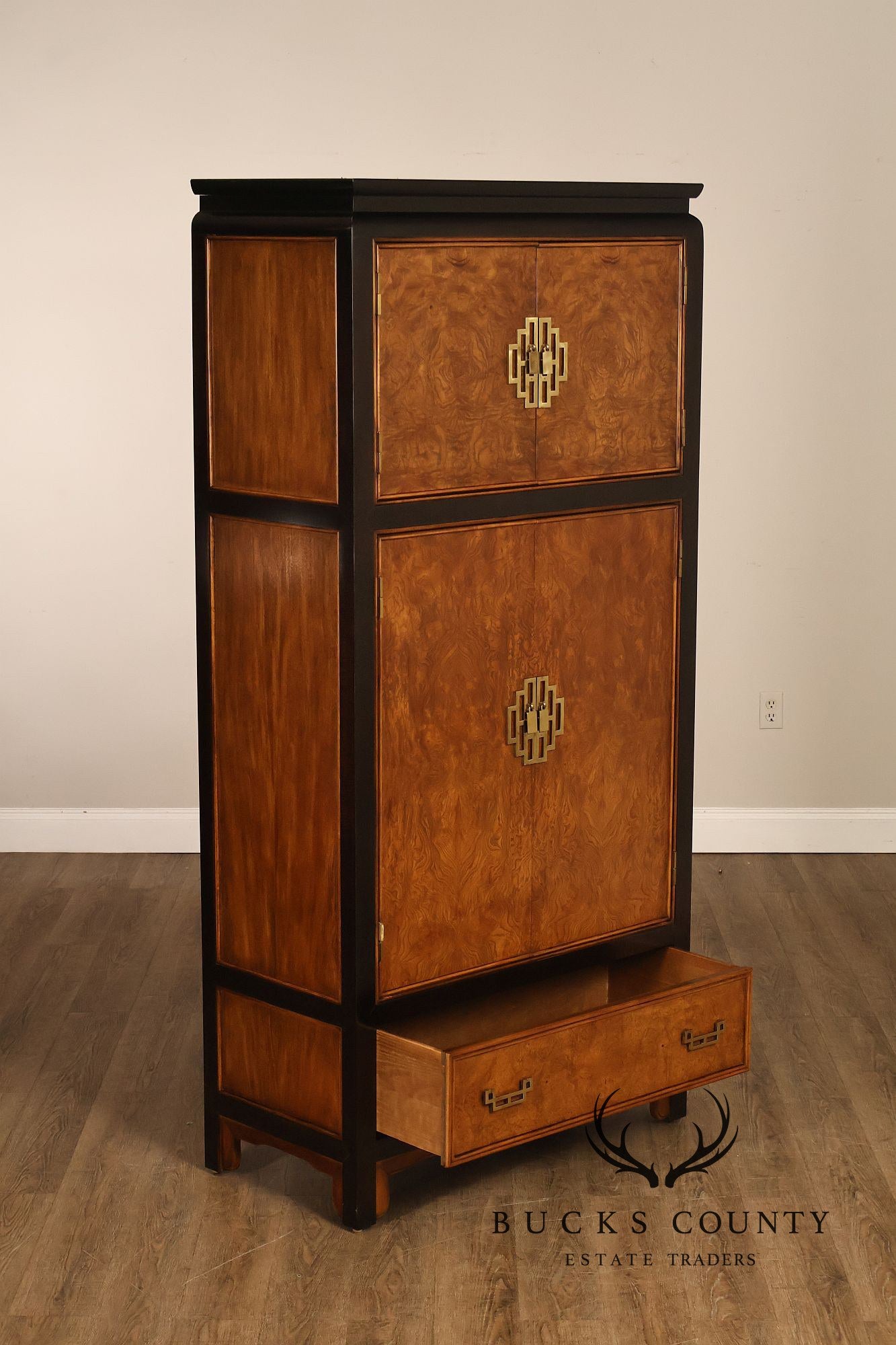 Century Chin Hua Furniture Asian Style Burl Wood Cabinet Armoire