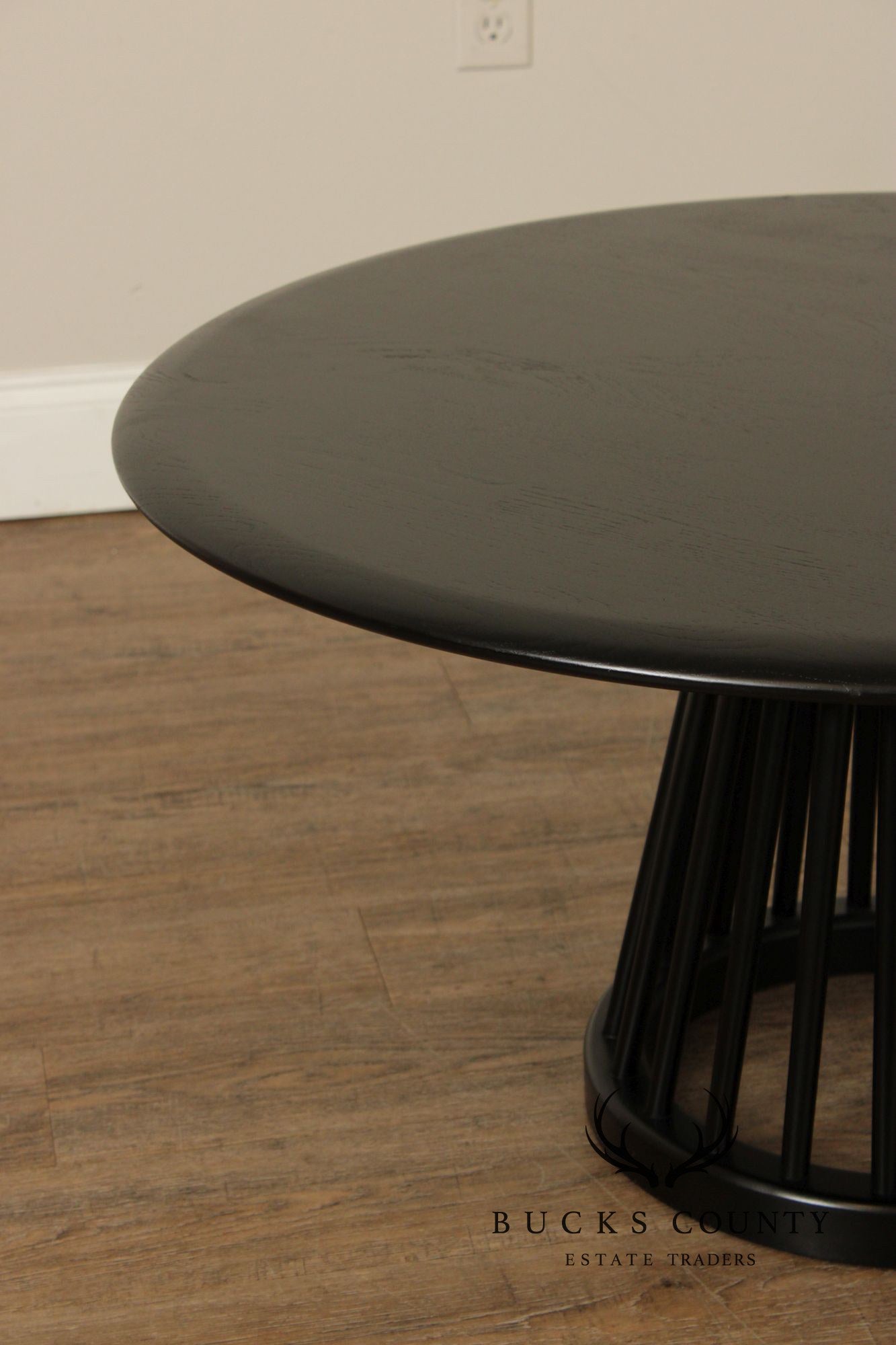 Tom Dixon Modern 'Fan' Oak Round Black Coffee Table