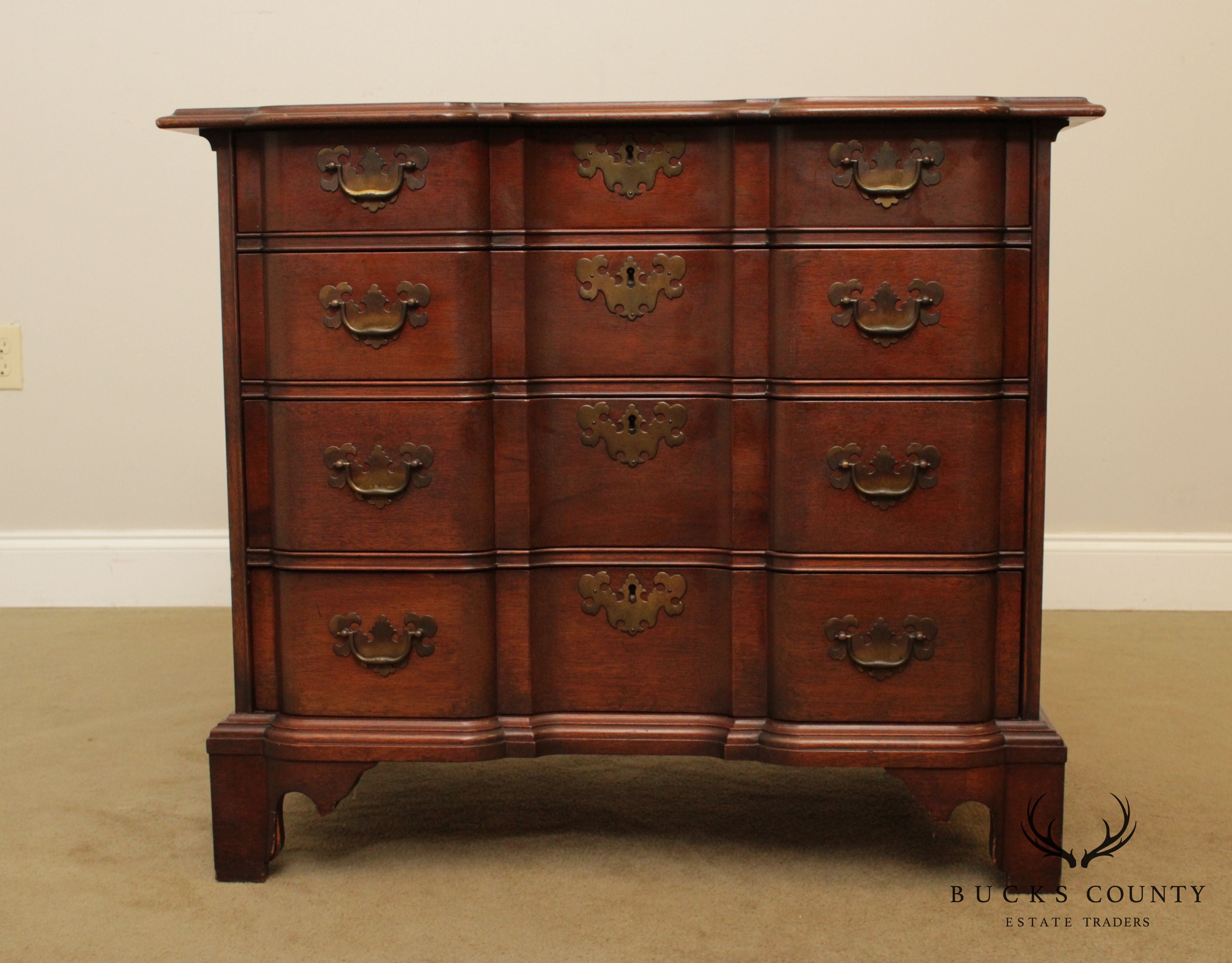 Colonial Mfg. Co. Edison Institute Museum Reproduction Chippendale Mahogany Block Front Chest