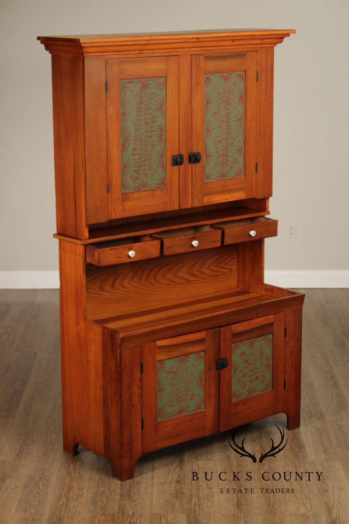 Custom Amish Crafted Primitive Farmhouse Hutch Cabinet