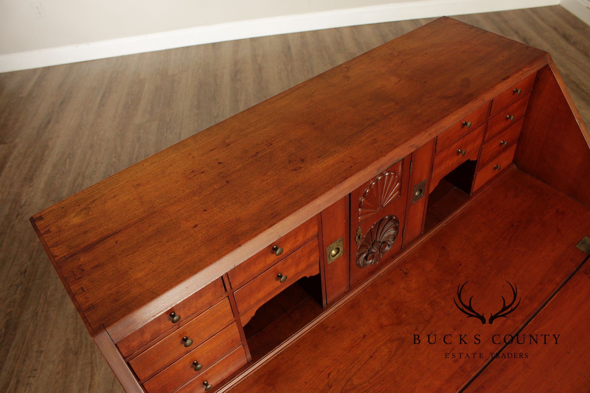 Antique Hepplewhite Style Cherry Slant Front Desk