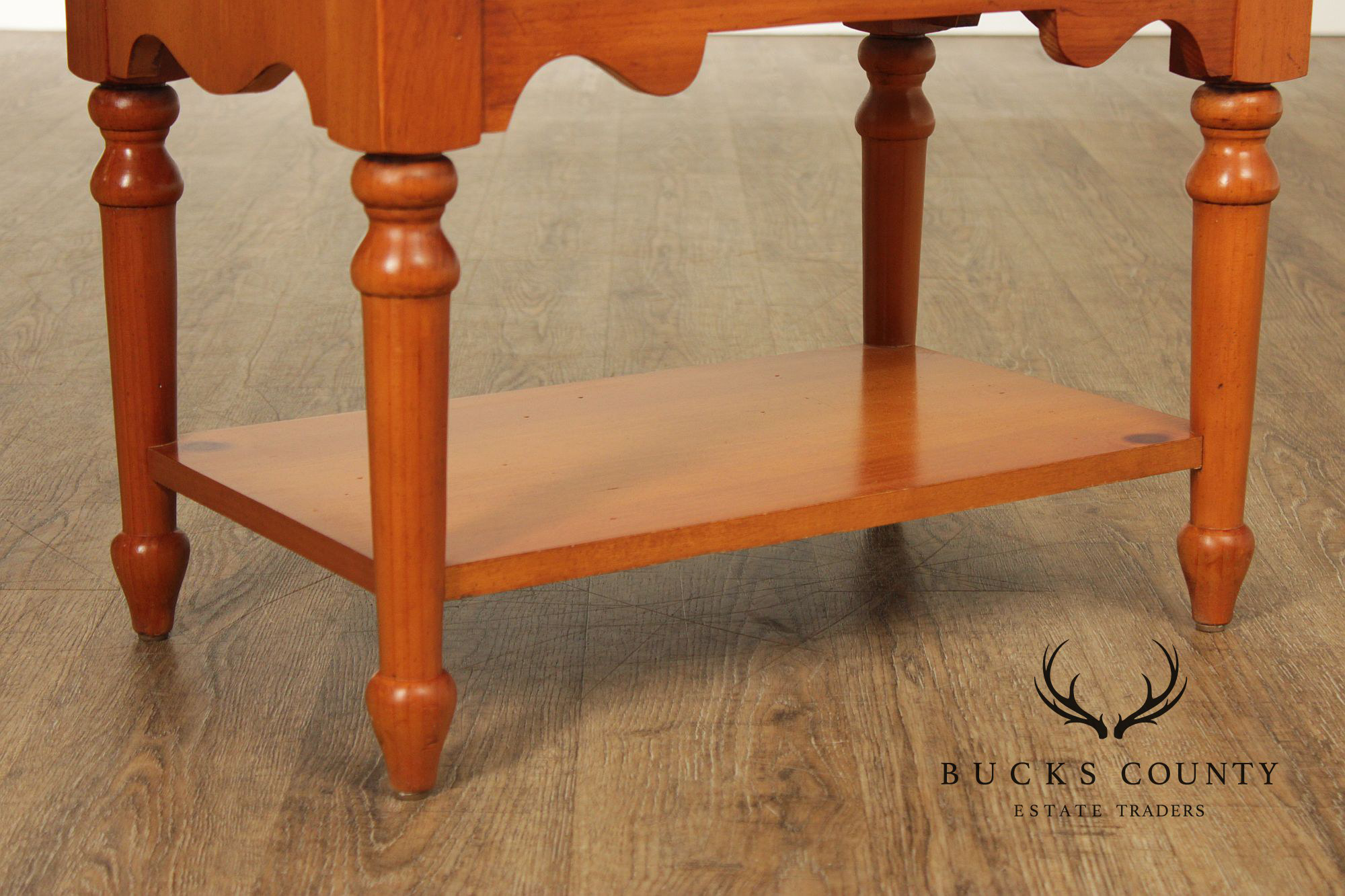 Stanley Furniture Pine and Wicker Side Table Nightstand