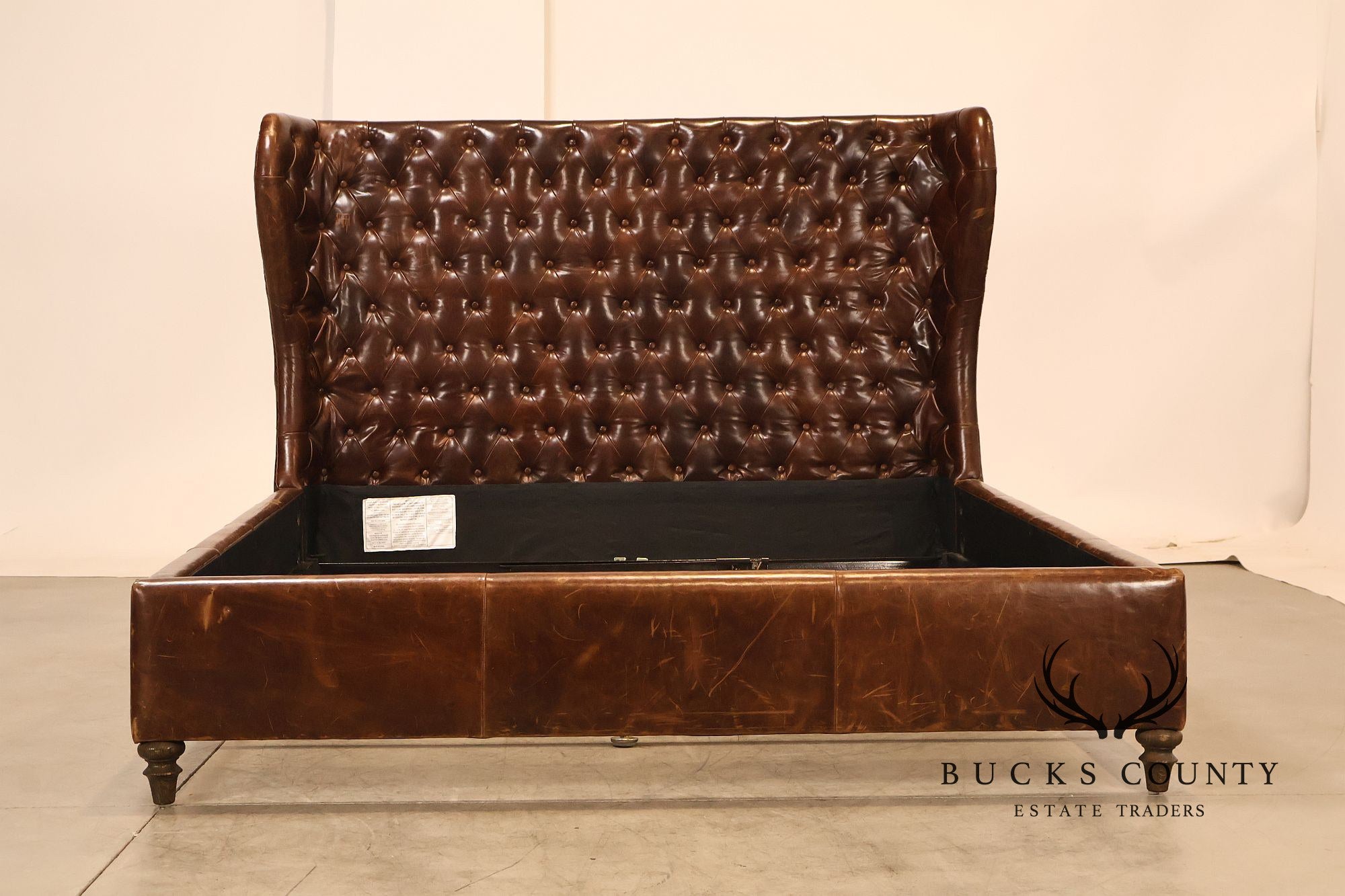 Restoration Hardware 'Churchill' Tufted Leather Queen Bed
