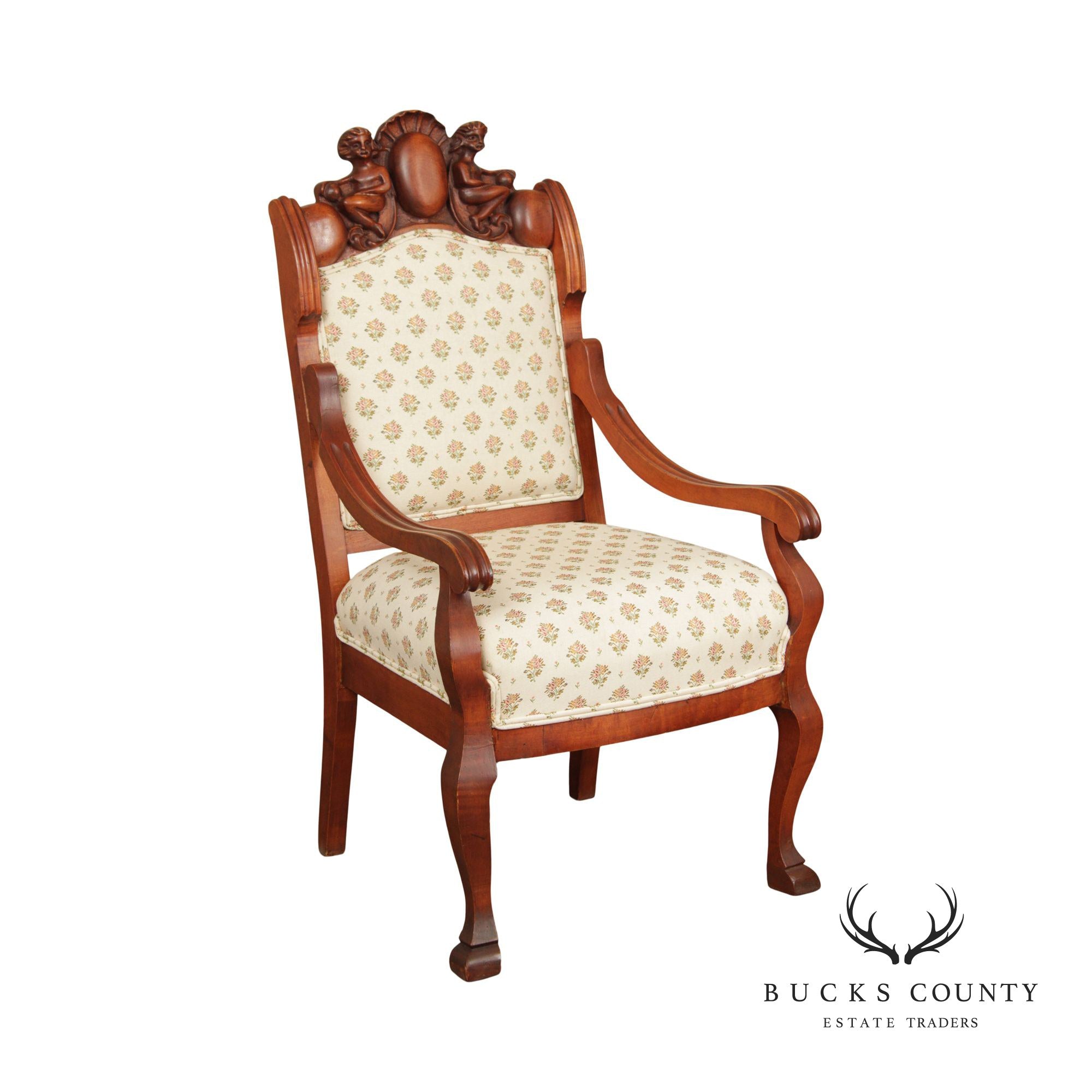 Antique Victorian Figural Carved Armchair