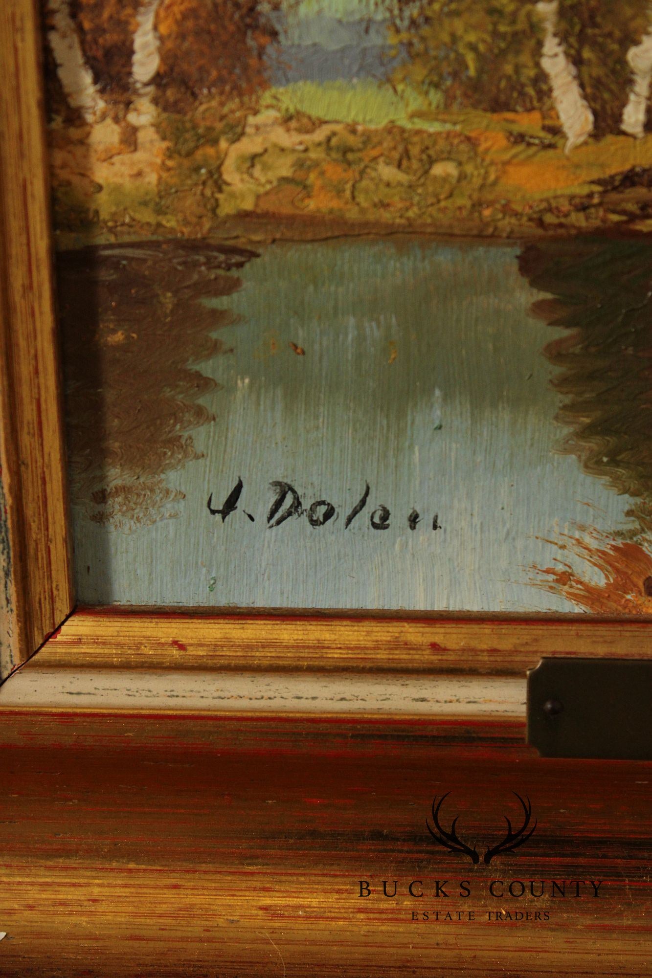 J. Dolan Landscape Oil Painting, Changing Birch Trees