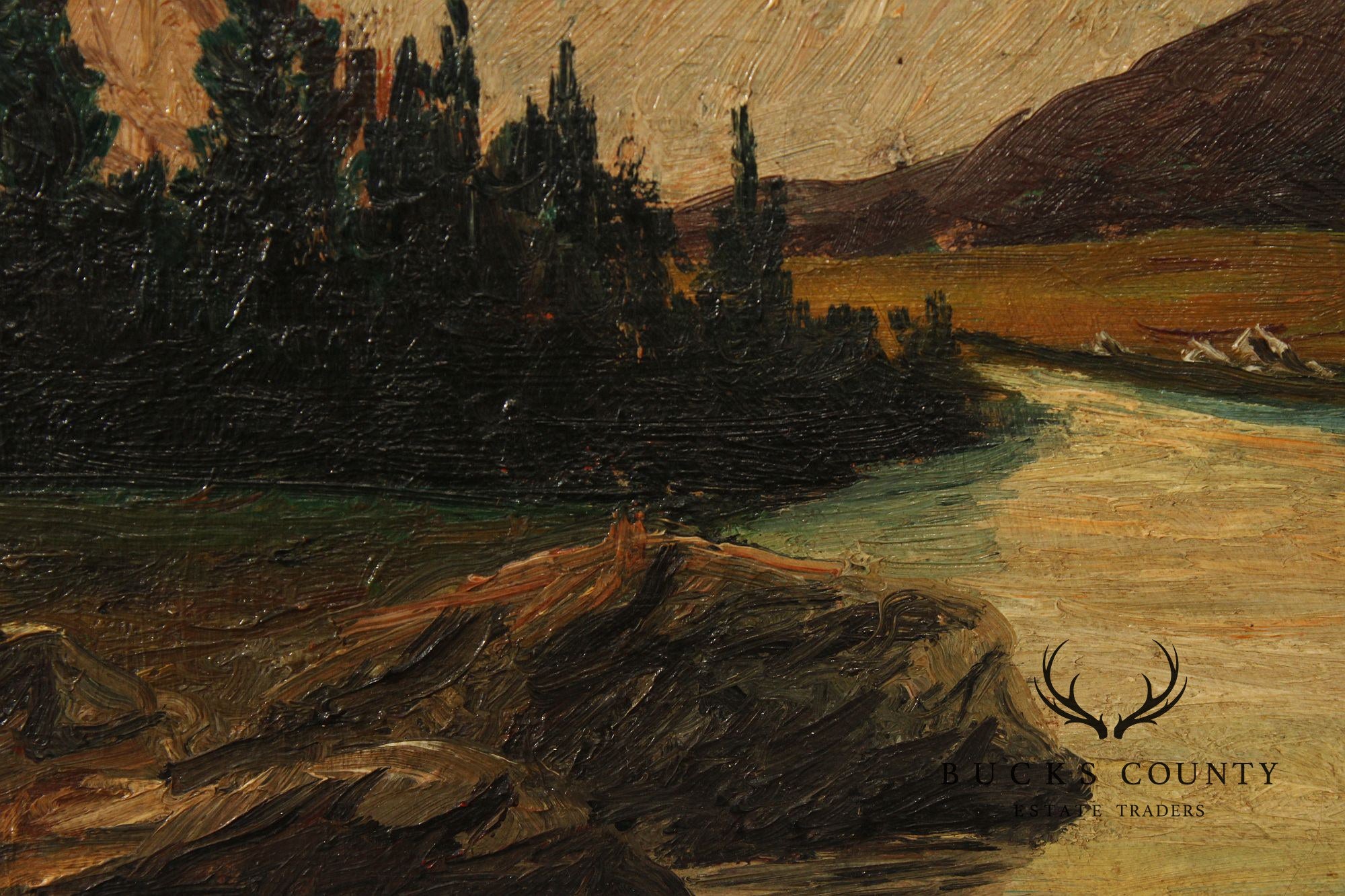 Continental School Mountain Landscape Oil Painting, Signed