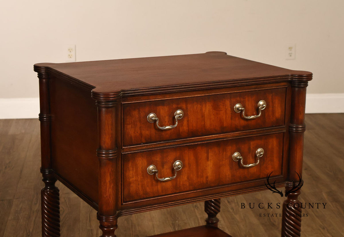 Ethan Allen "Newport" Pair Of Mahogany Two Drawer Nightstands