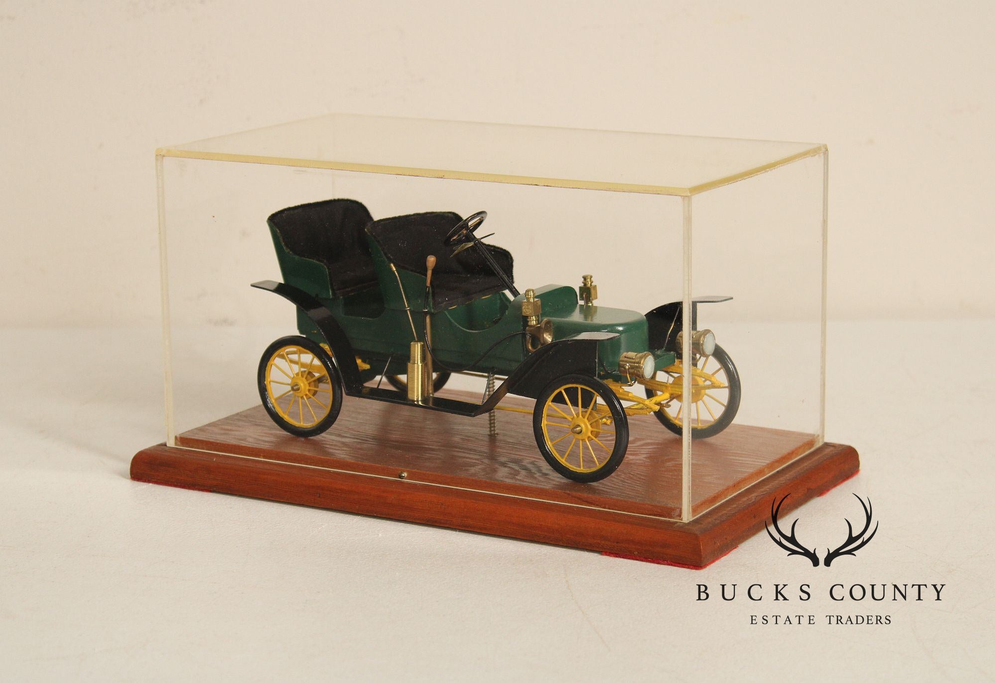 Philip Jacoby Carved Wood Stanley Steamer Automobile in Display Case