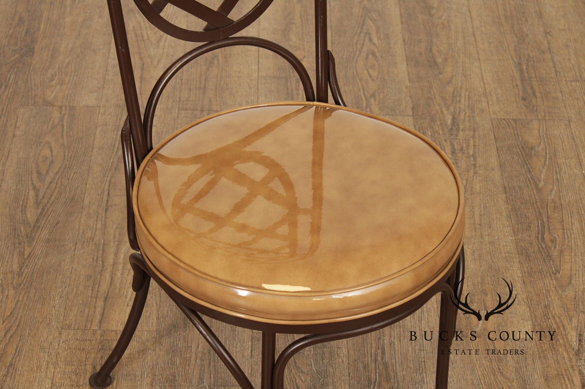 Creative Metal Products Set of Six Wrought Iron Lattice Dining Chairs