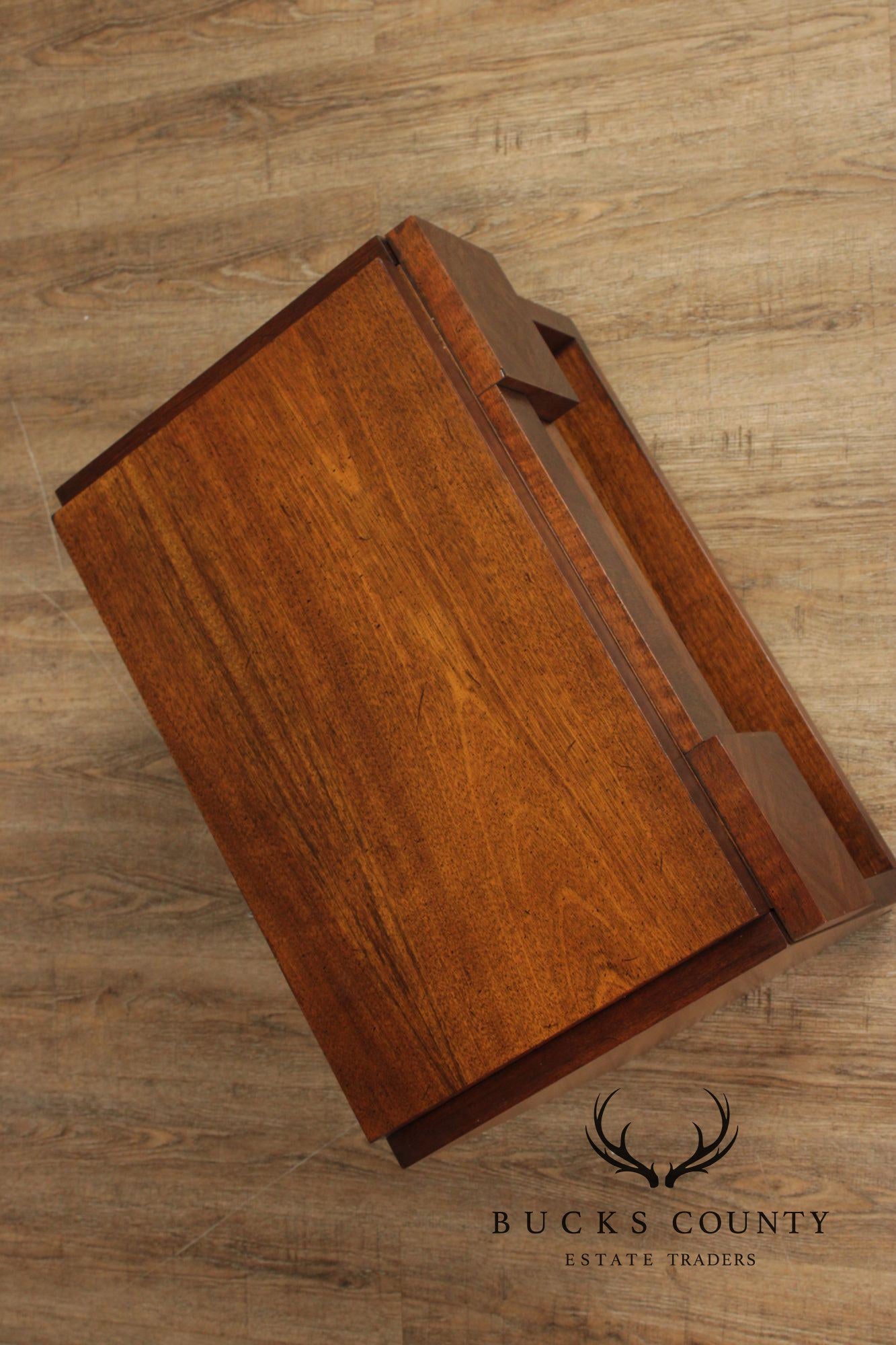 Lane Brutalist Pair of Walnut One-Drawer Nightstands