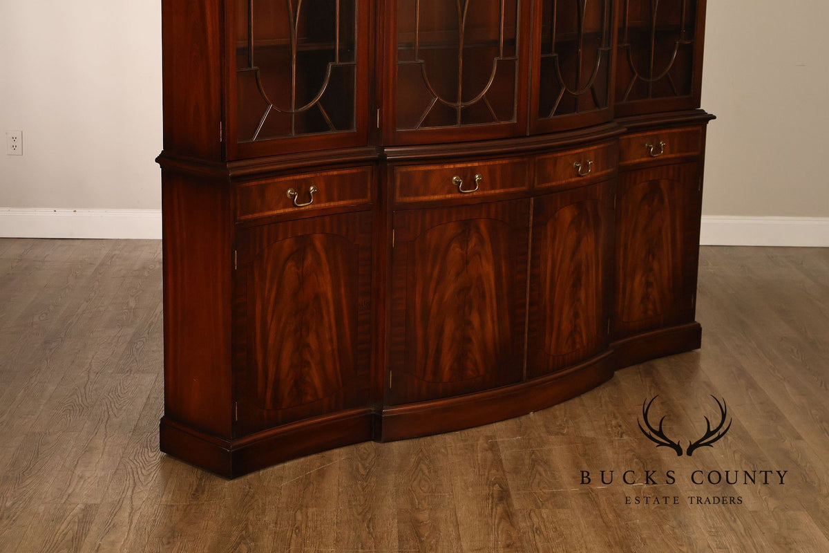 Bevan Funnell Reprodux English Georgian Style Inlaid Mahogany Breakfront
