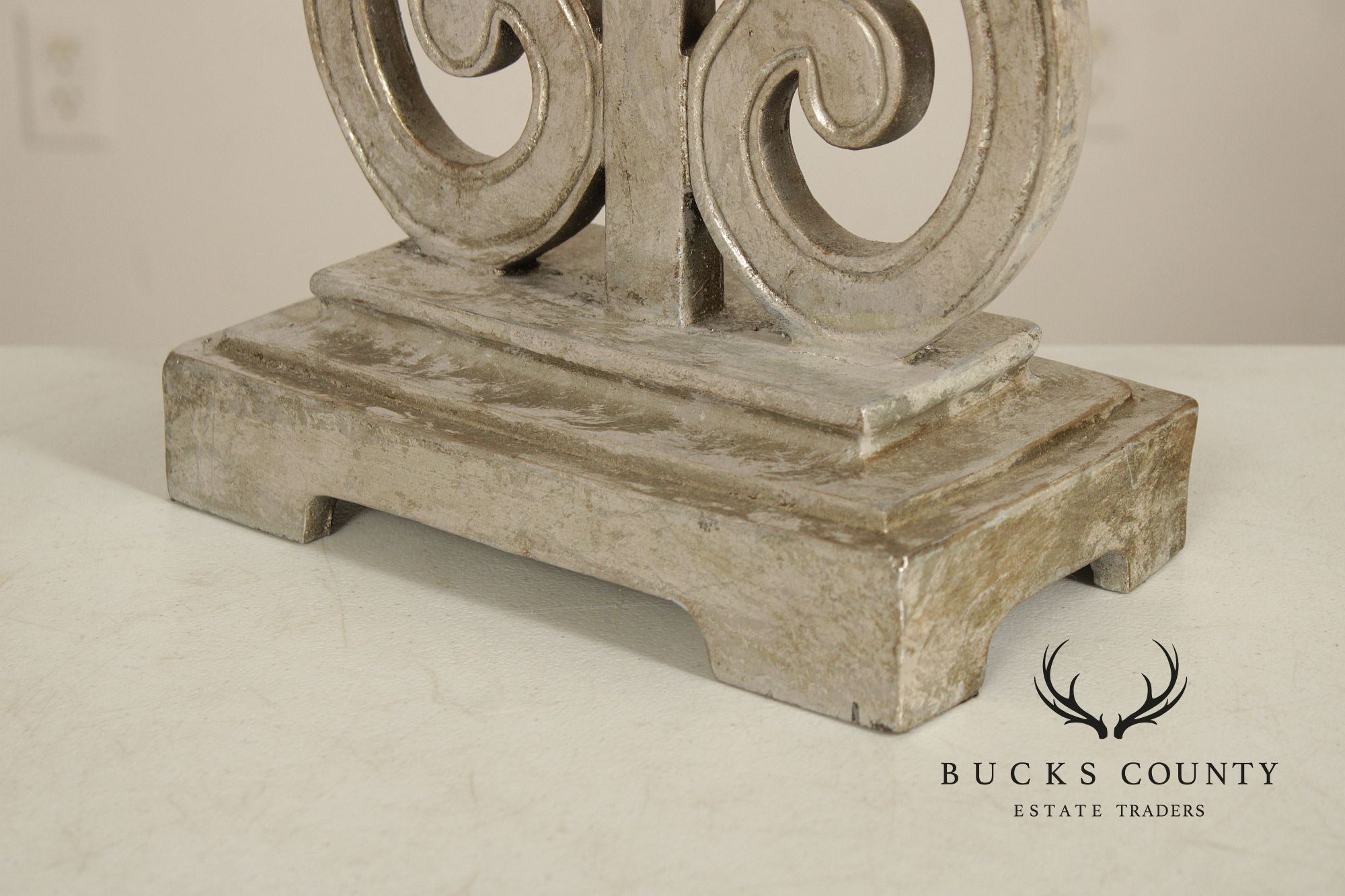 Traditional Pair of Silver Painted Table Lamps