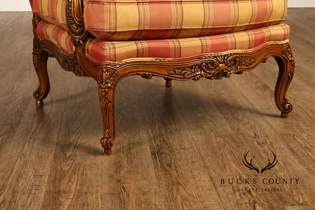 Sherrill Furniture French Louis XV Style Pair of Lounge Chairs with Ottomans