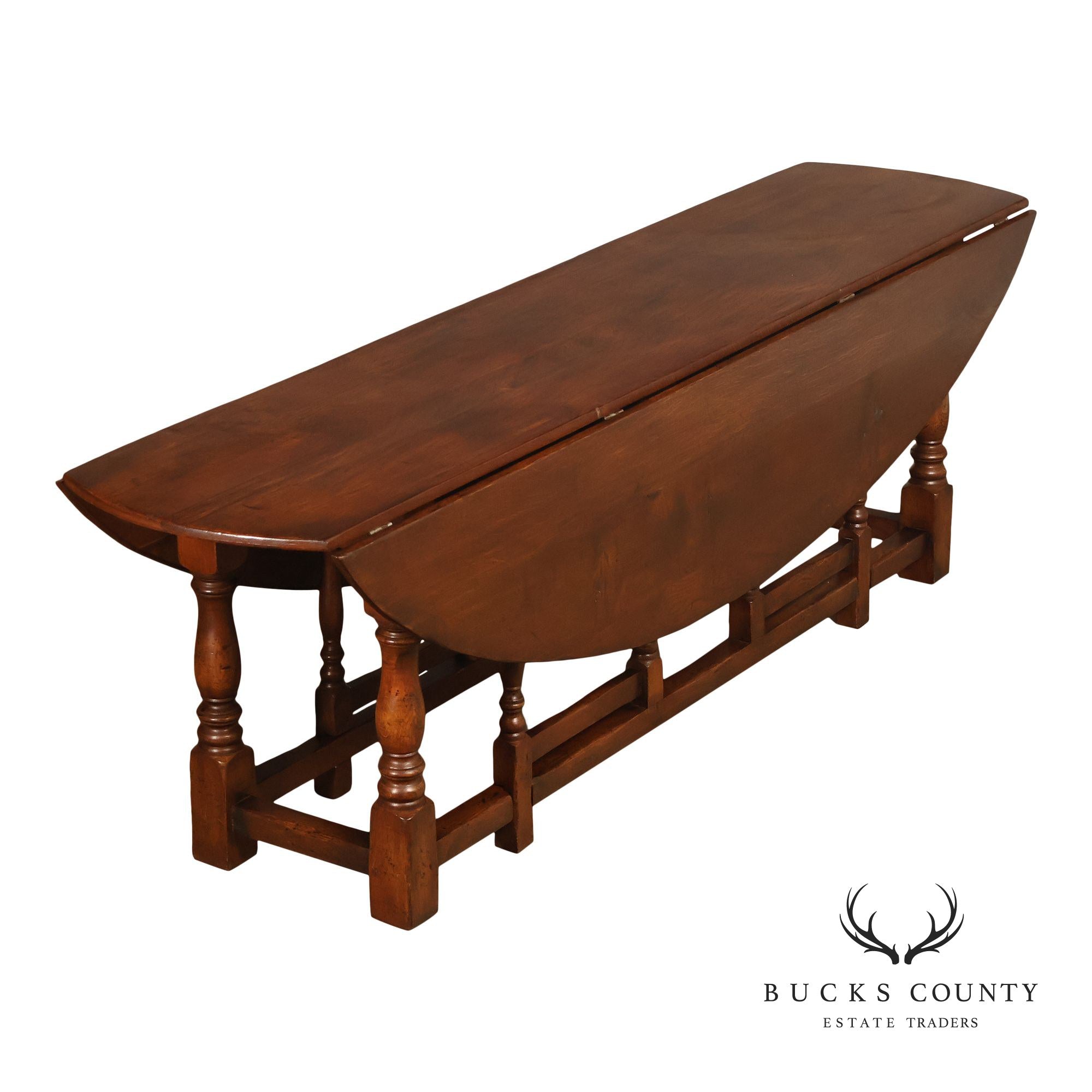 English Oak Large Gateleg Drop Leaf Dining Table