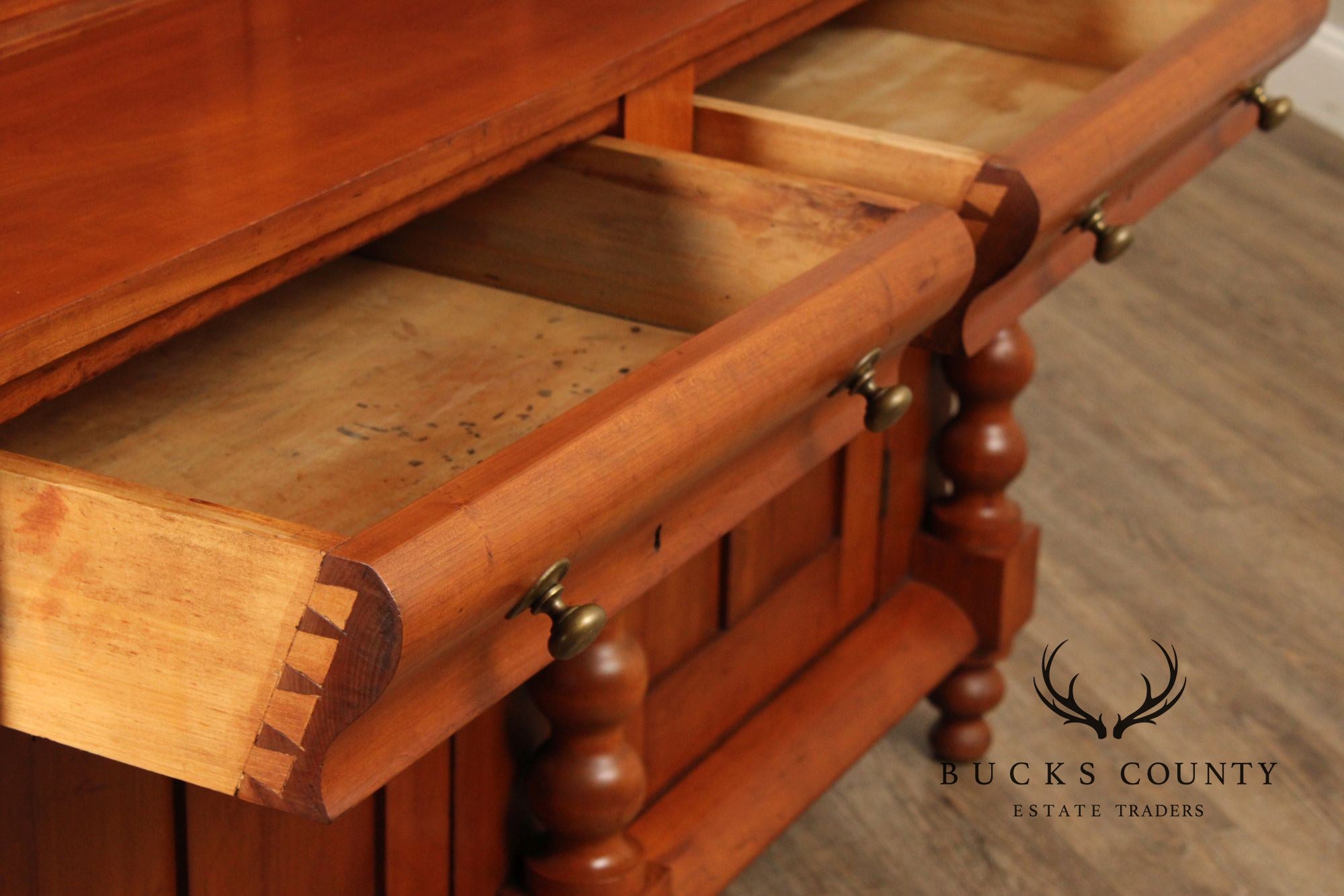 Antique American Empire Large Cherry Stepback Bookcase