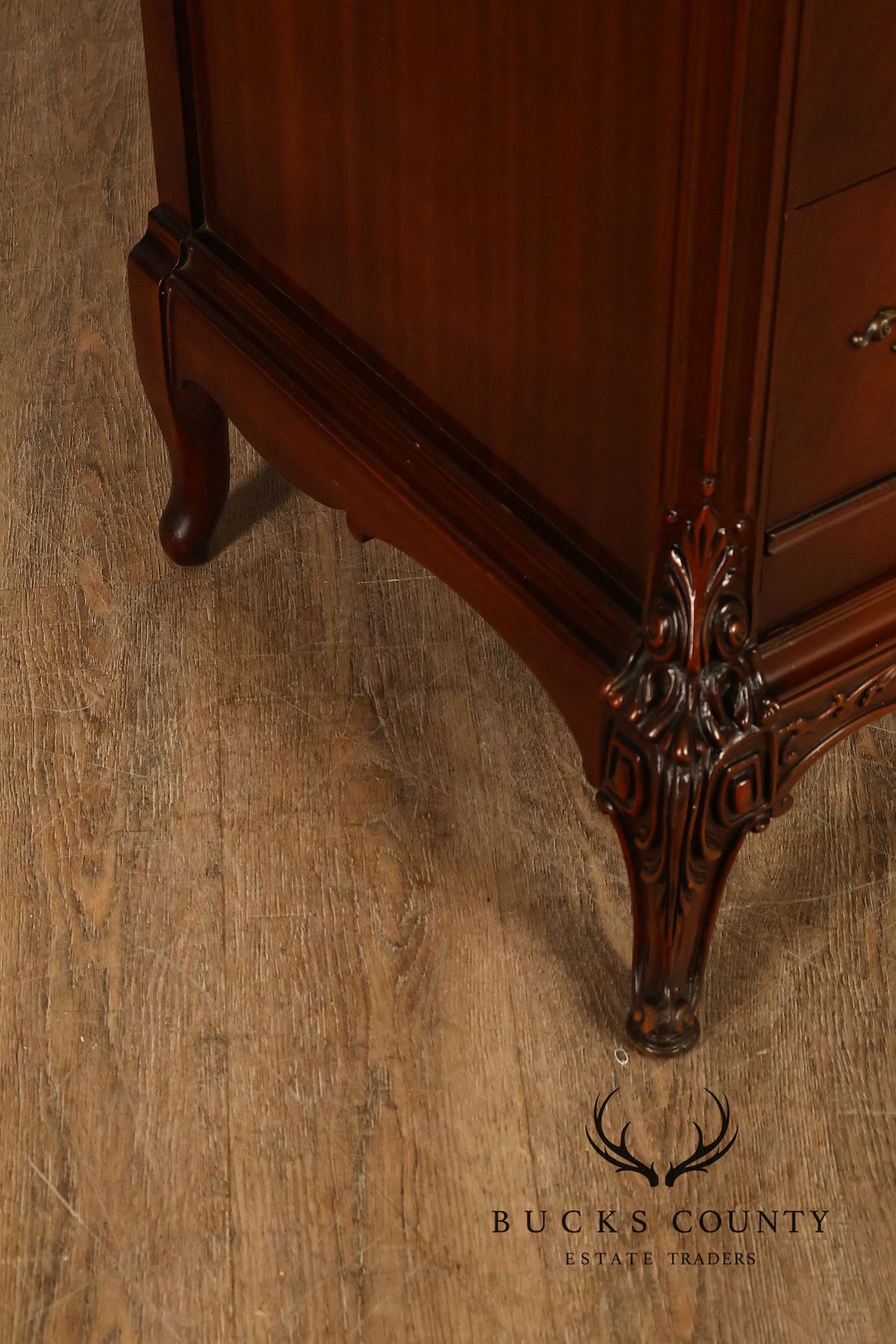 1940’s Flame Mahogany Carved Tall Chest