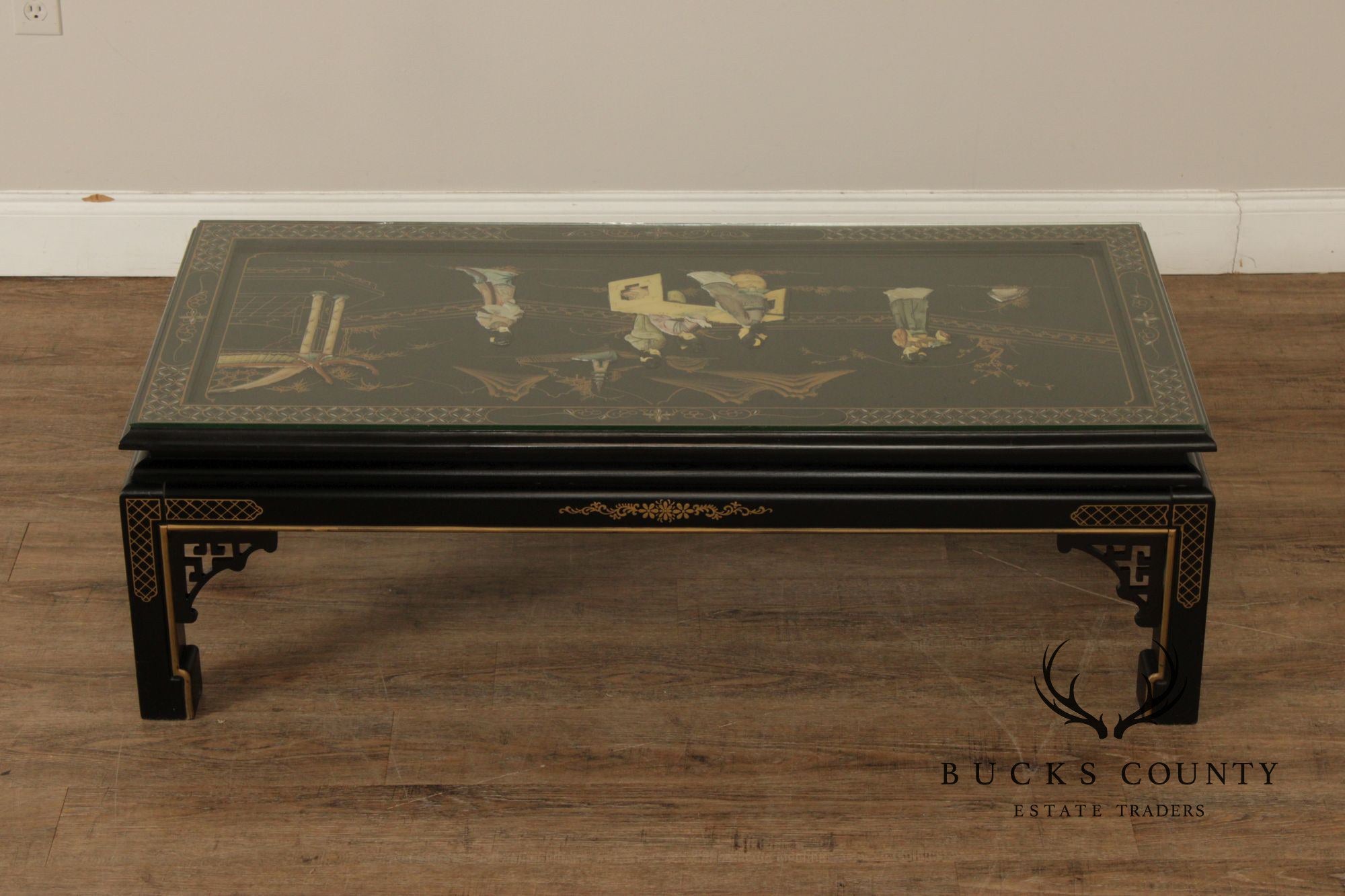 Chinoiserie Glass Top Coffee Table