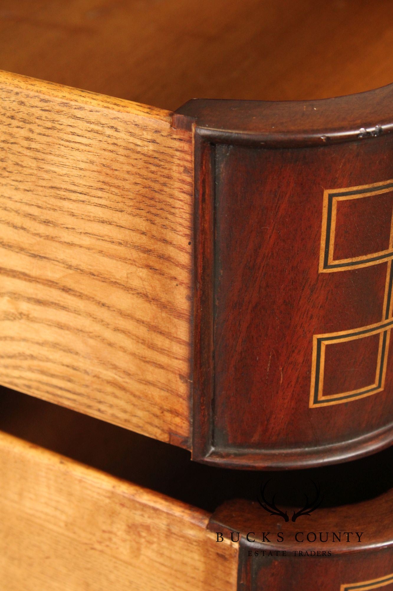 Edwardian Style Custom Mahogany Inlaid High Chest Of Drawers