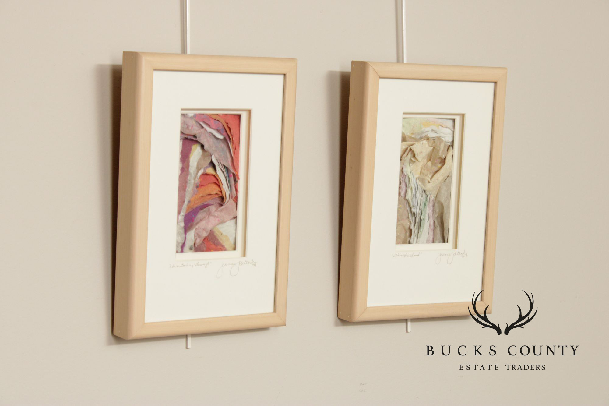 Jeanne Petrosky Pair of Framed Mixed Media, 'Within the Cloud' and 'Adventuring Through'