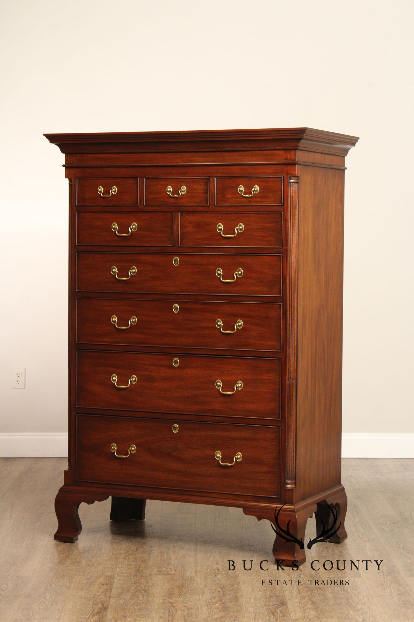 Henkel Harris Chippendale Style Mahogany New Market Tall Chest