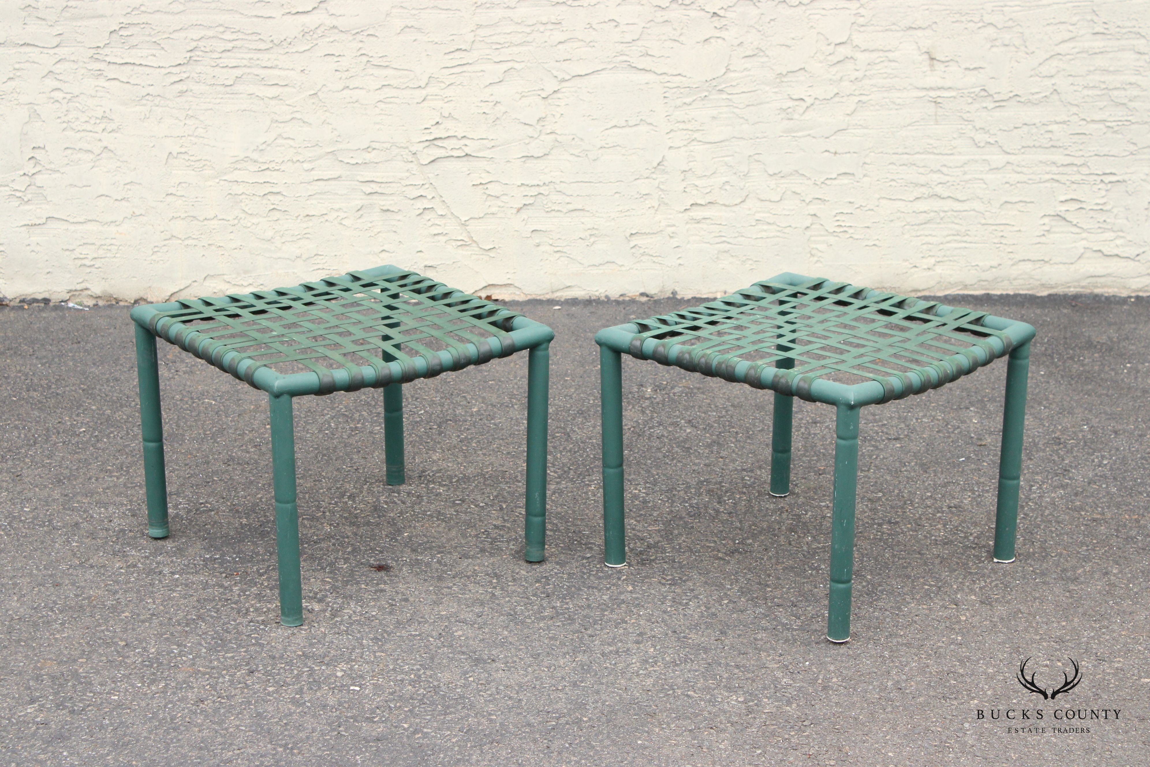 Hauser Vintage Pair of Faux Bamboo Outdoor Patio Stools