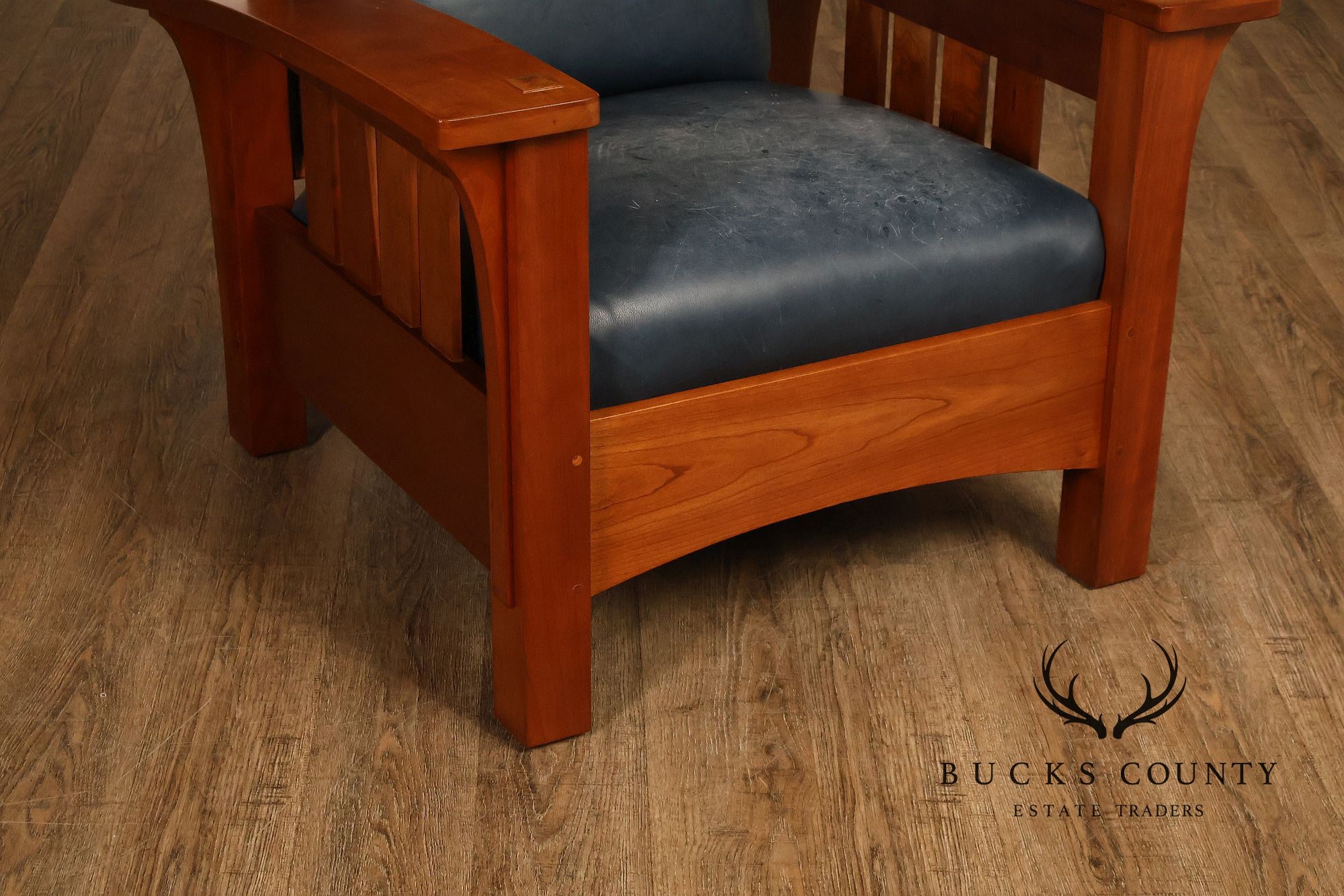 Stickley Mission Collection Cherry Bow Arm Morris Chair and Ottoman