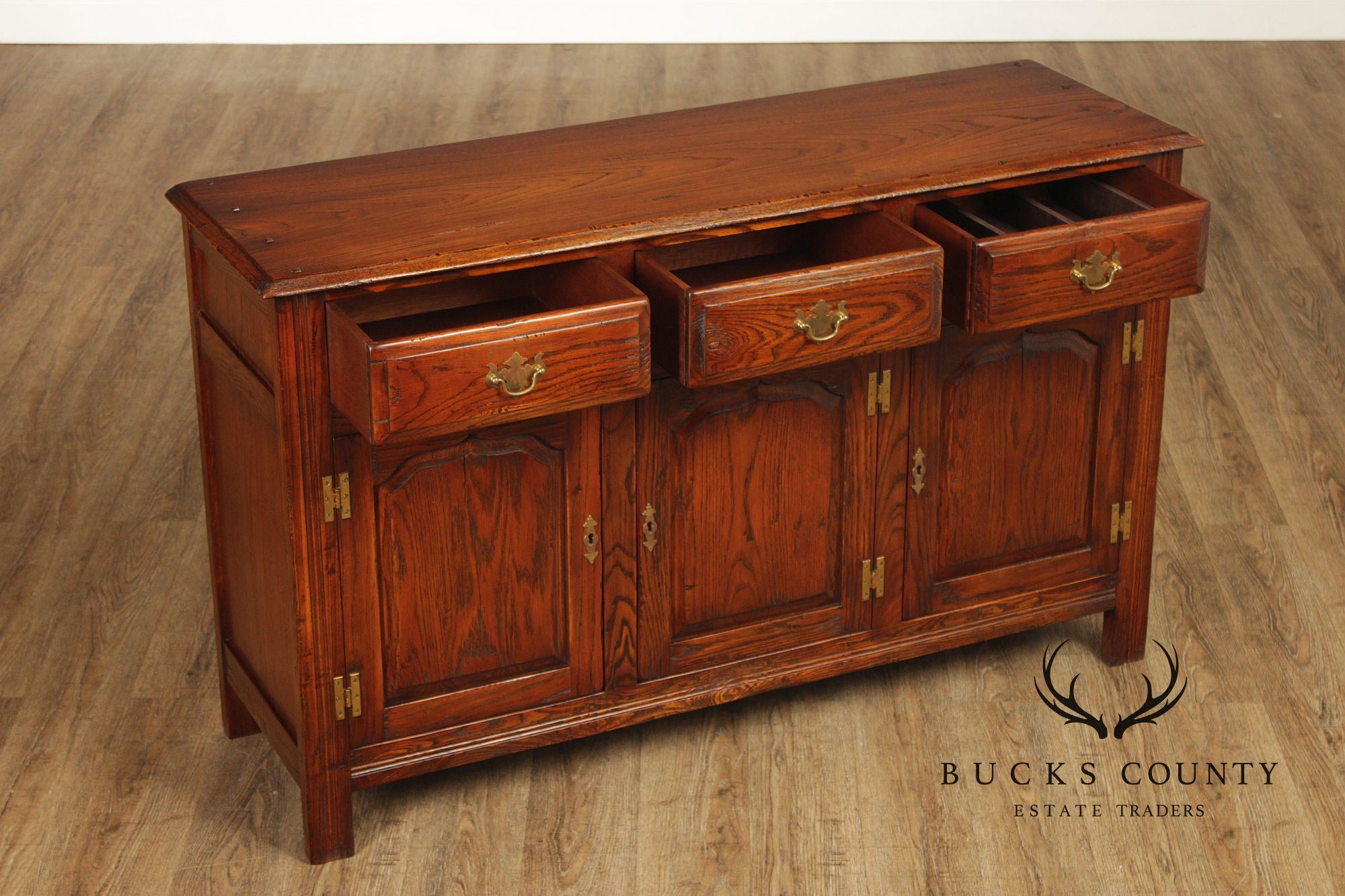 Bevan Funnell English Carved Oak Buffet Sideboard