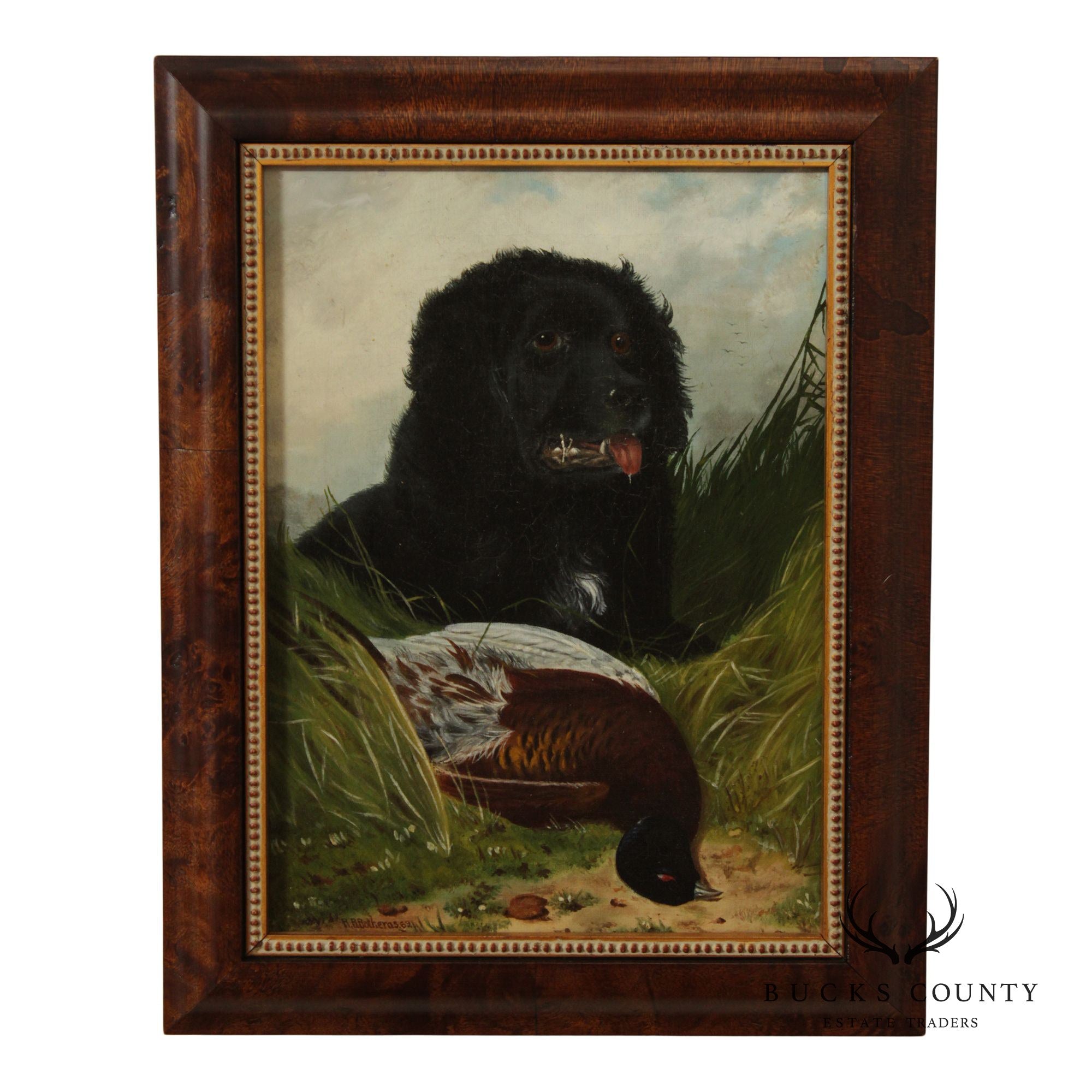 Antique Signed English School Oil Painting, Successful Hunt